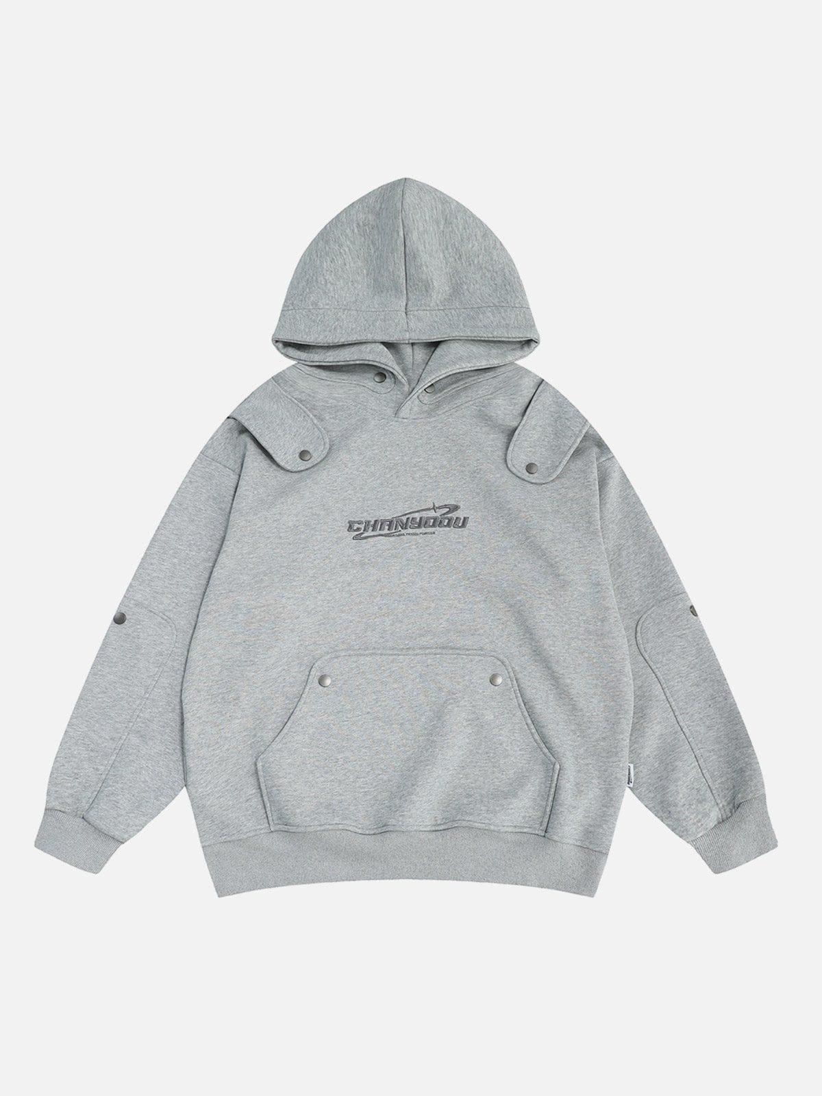 Concert Outfit Button Deconstructive Hoodie