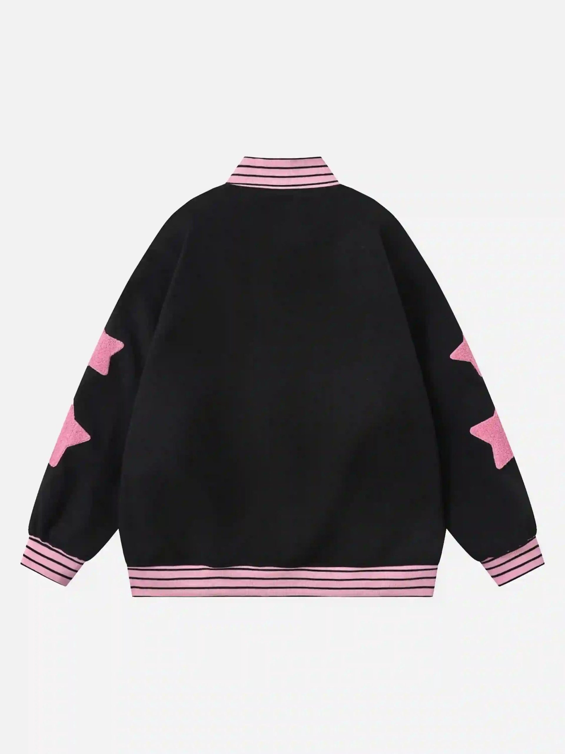 Concert Outfit Buttoned Star Embroidered Baseball Jacket
