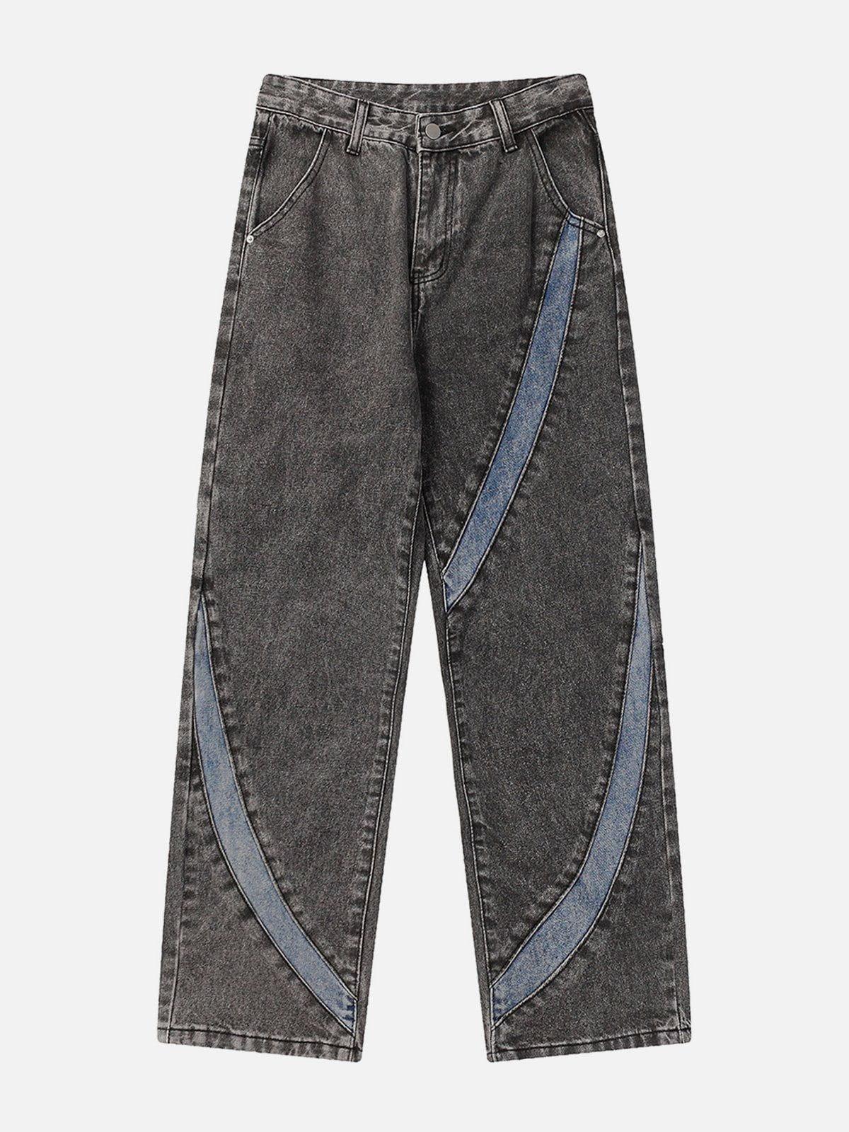 Concert Outfit Cambered Patchwork Straight-Leg Jeans