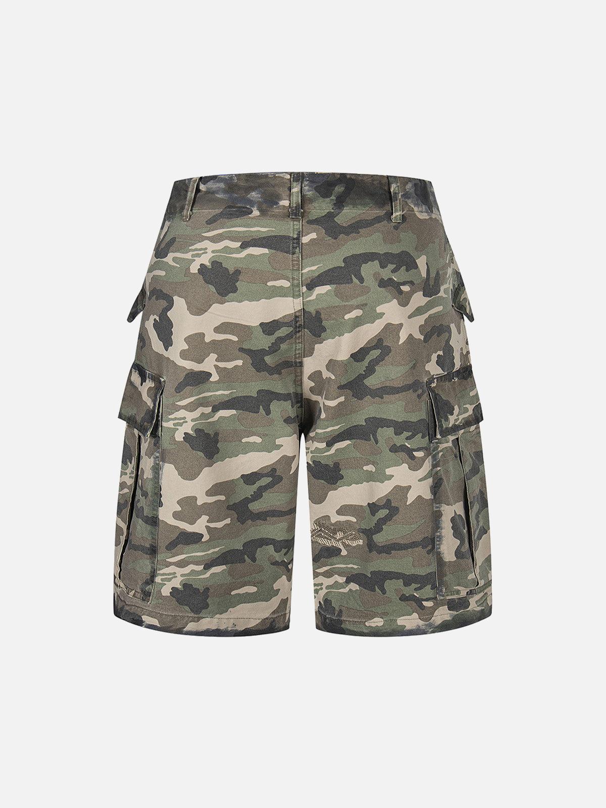 Concert Outfit Camouflage Badge Cargo Shorts
