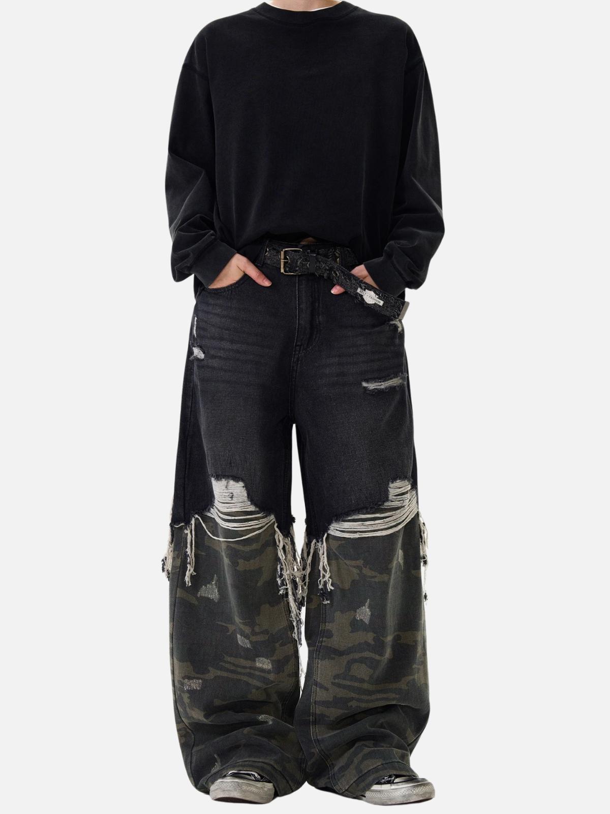 Concert Outfit Camouflage Distressed Jeans
