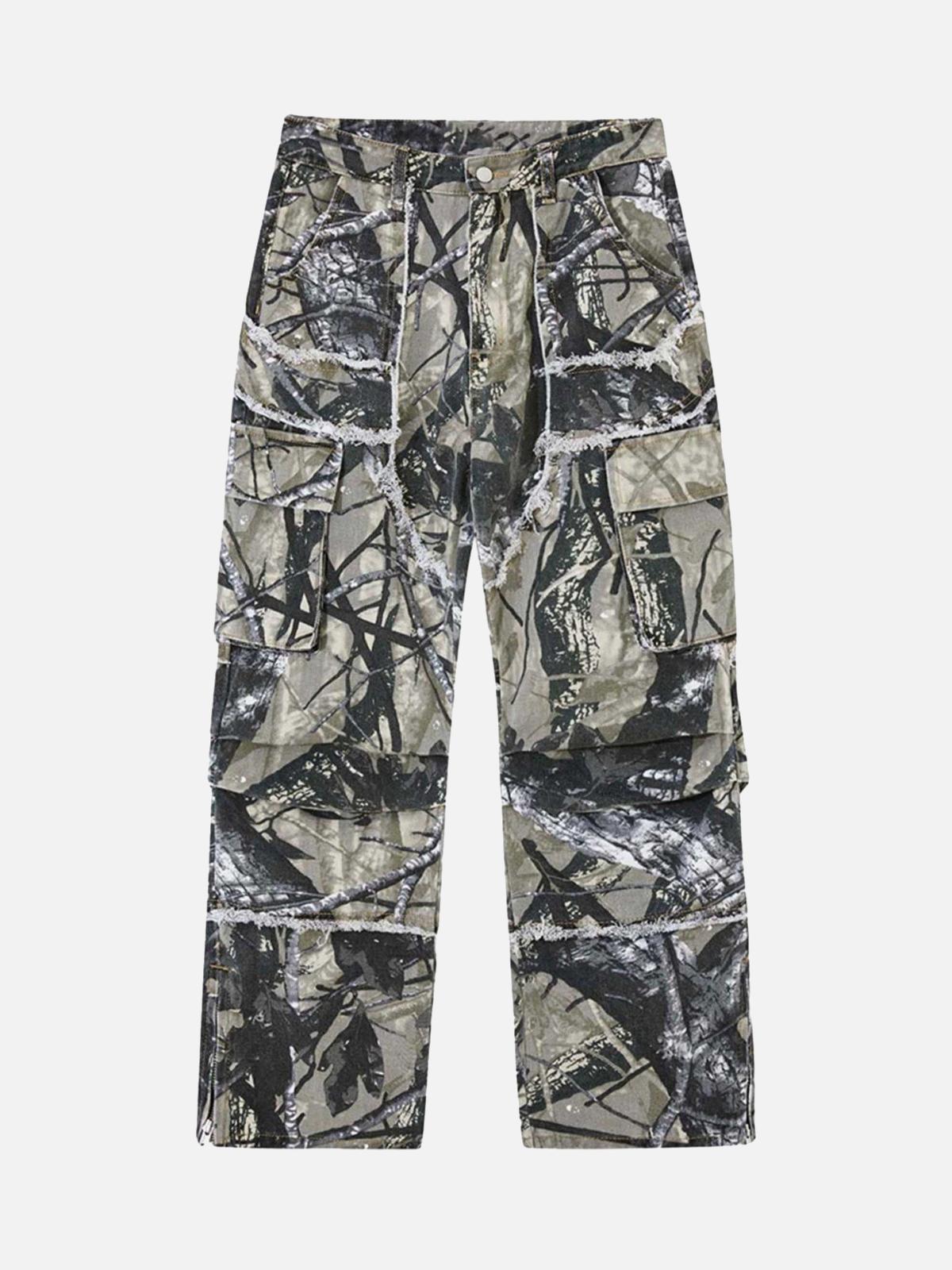 Concert Outfit Camouflage Leaf Straight Leg Pants