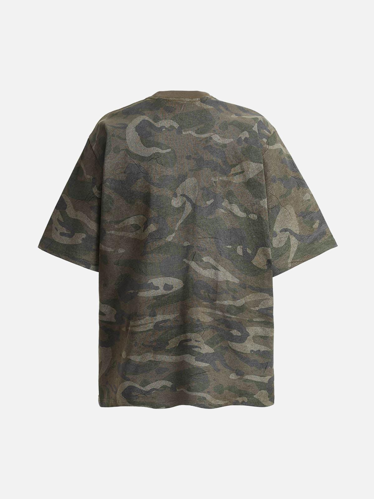 Concert Outfit Camouflage Patchwork Graphic T-Shirt