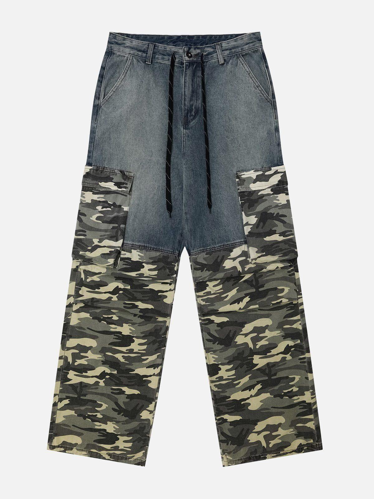 Concert Outfit Camouflage Patchwork Jeans