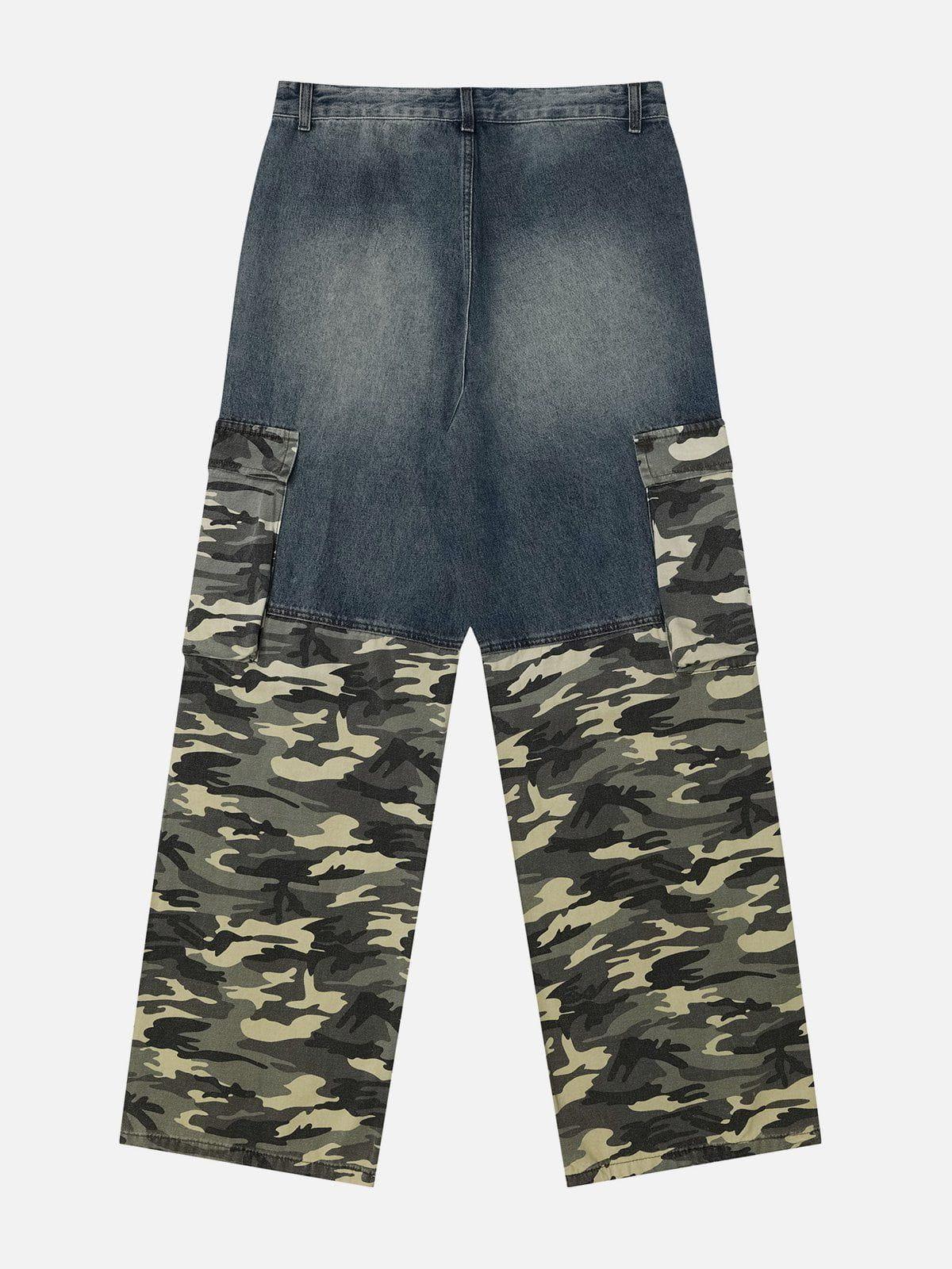 Concert Outfit Camouflage Patchwork Jeans