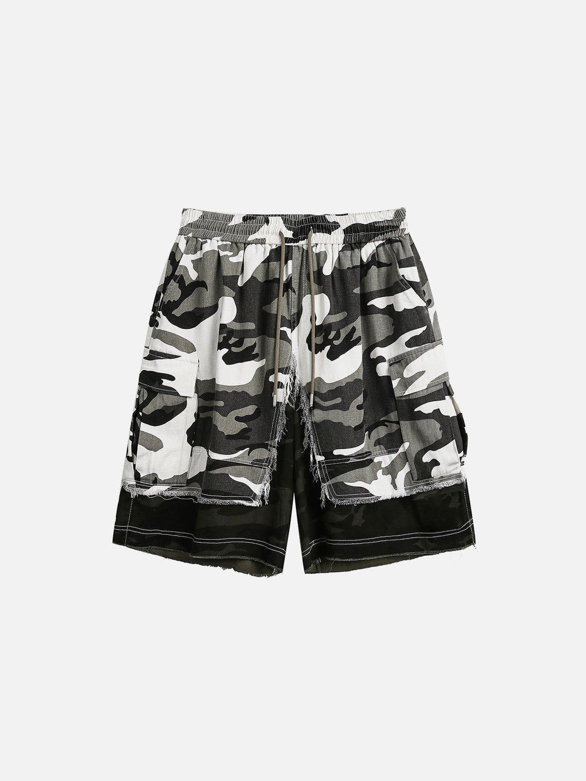 Concert Outfit Camouflage Patchwork Shorts