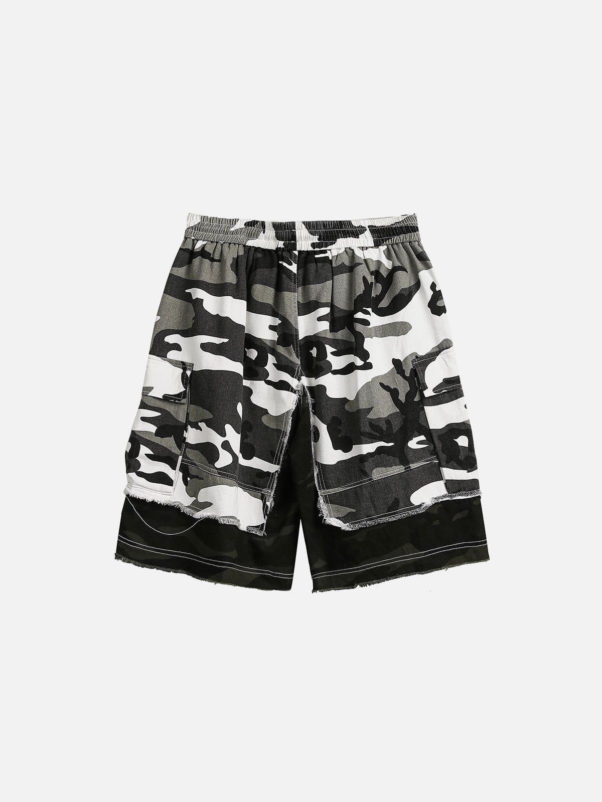 Concert Outfit Camouflage Patchwork Shorts