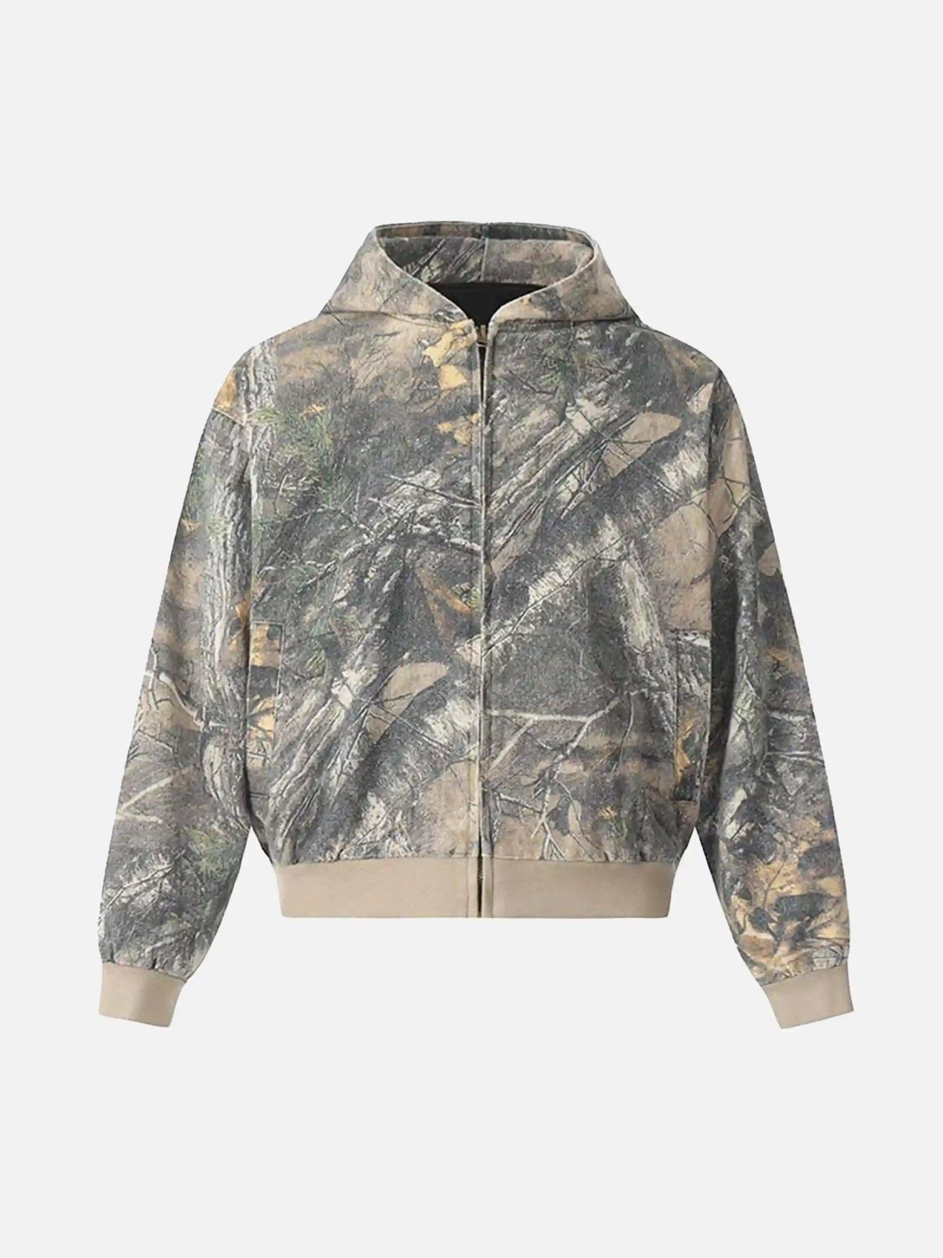 Concert Outfit Camouflage Print Zip-Up Hoodie