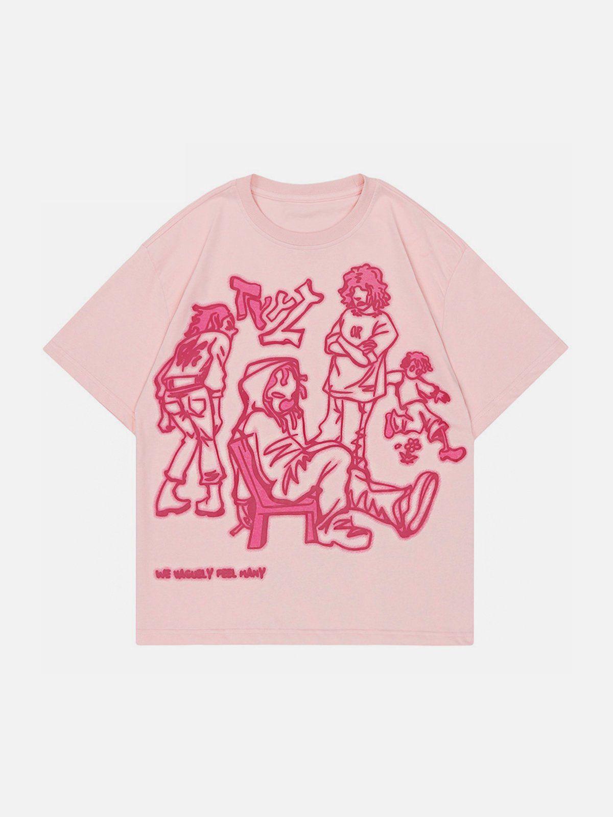 Concert Outfit Cartoon Line Character Print Tee