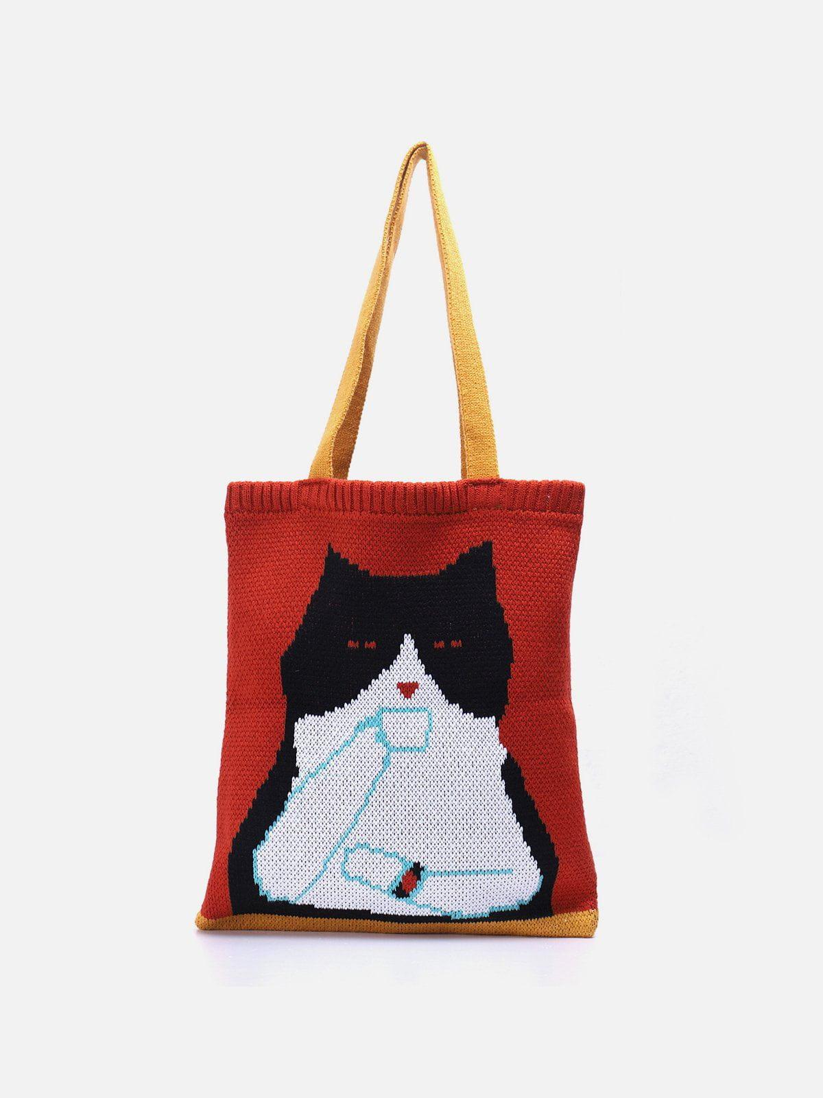 Concert Outfit Cat Graphic Knit Bag