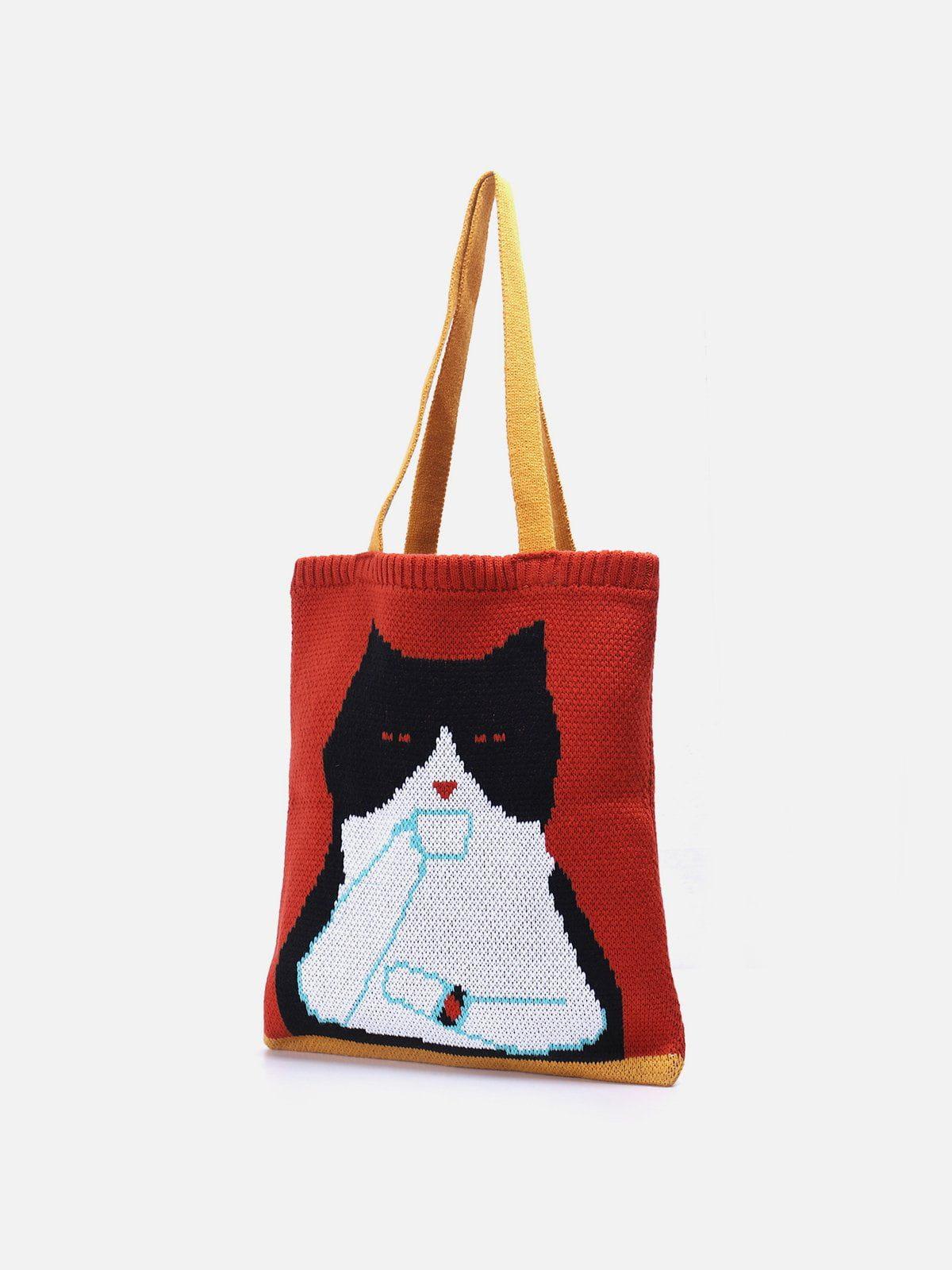 Concert Outfit Cat Graphic Knit Bag