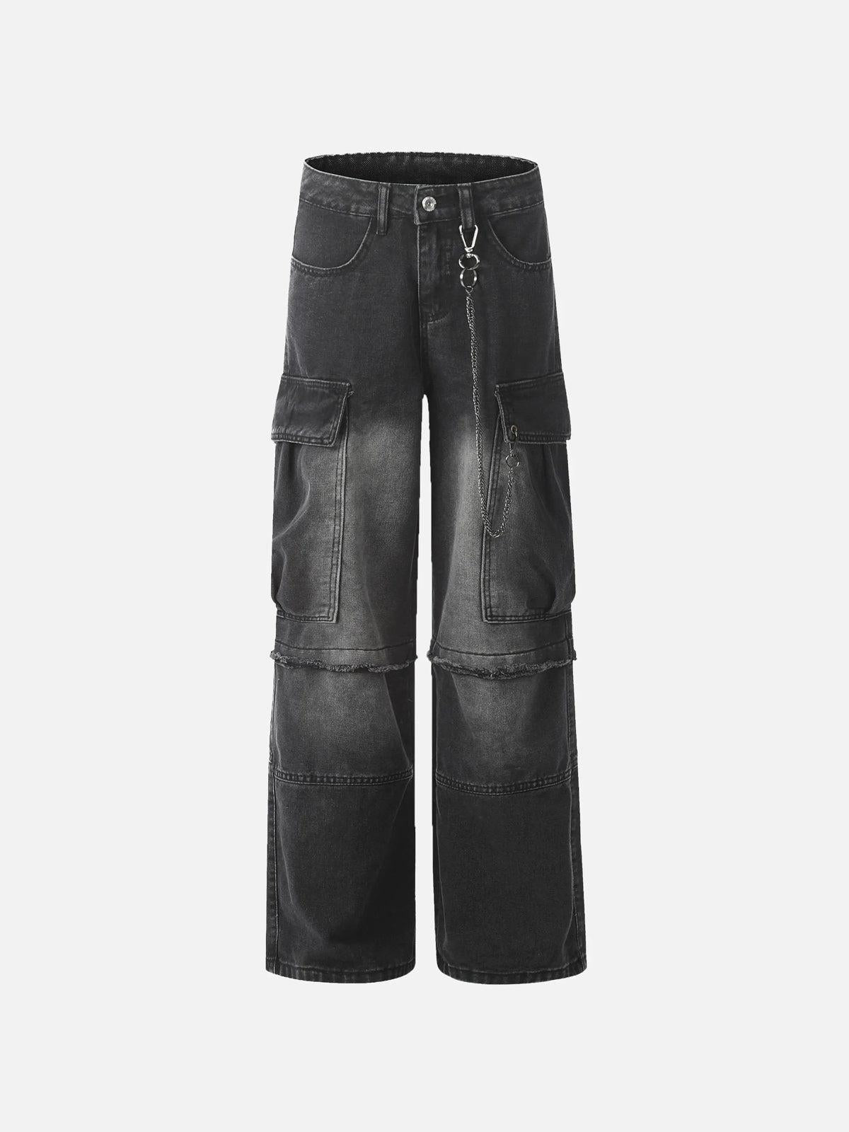 Concert Outfit Chain Design Big Pockets Cargo Jeans
