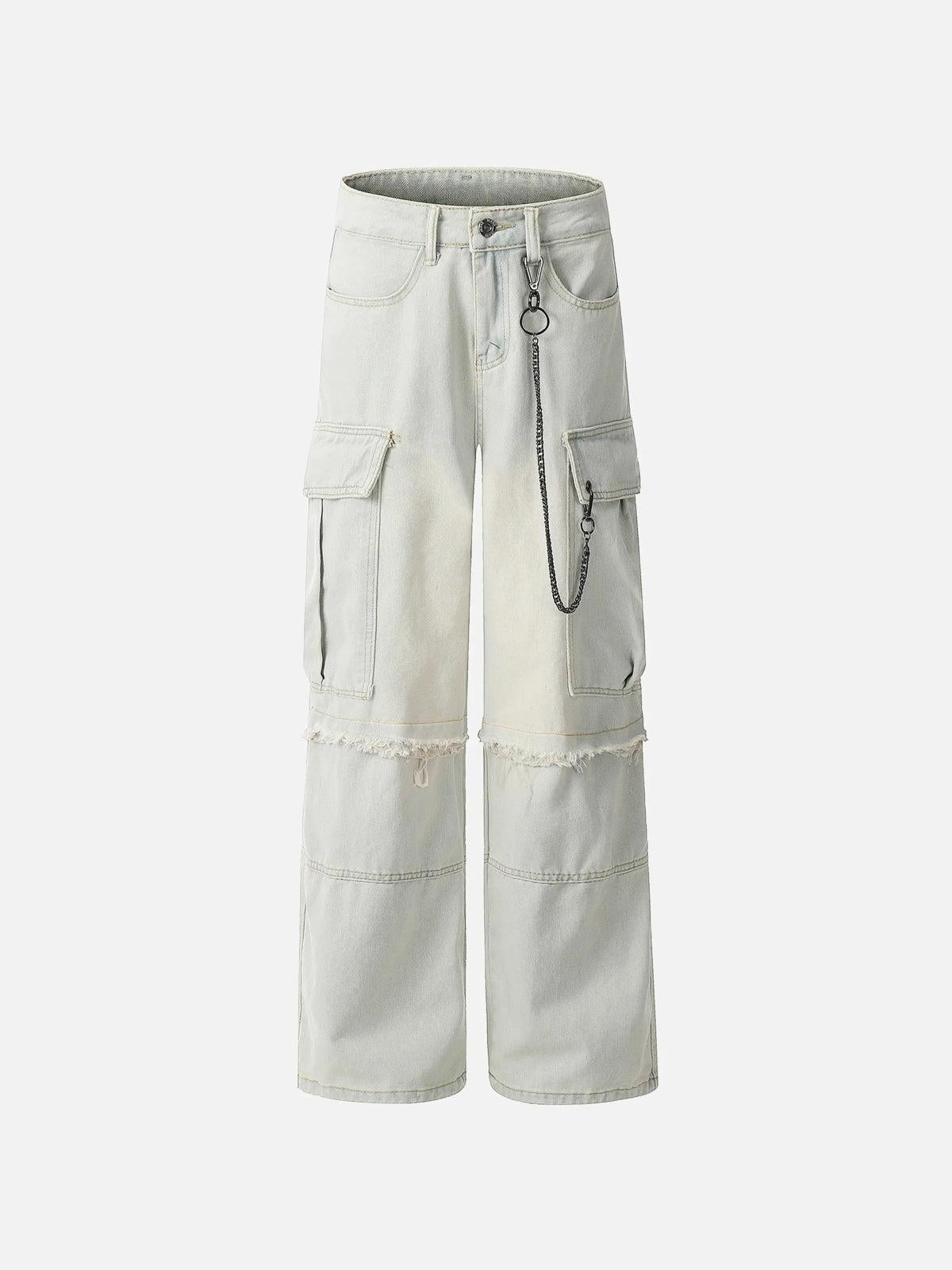 Concert Outfit Chain Design Big Pockets Cargo Jeans