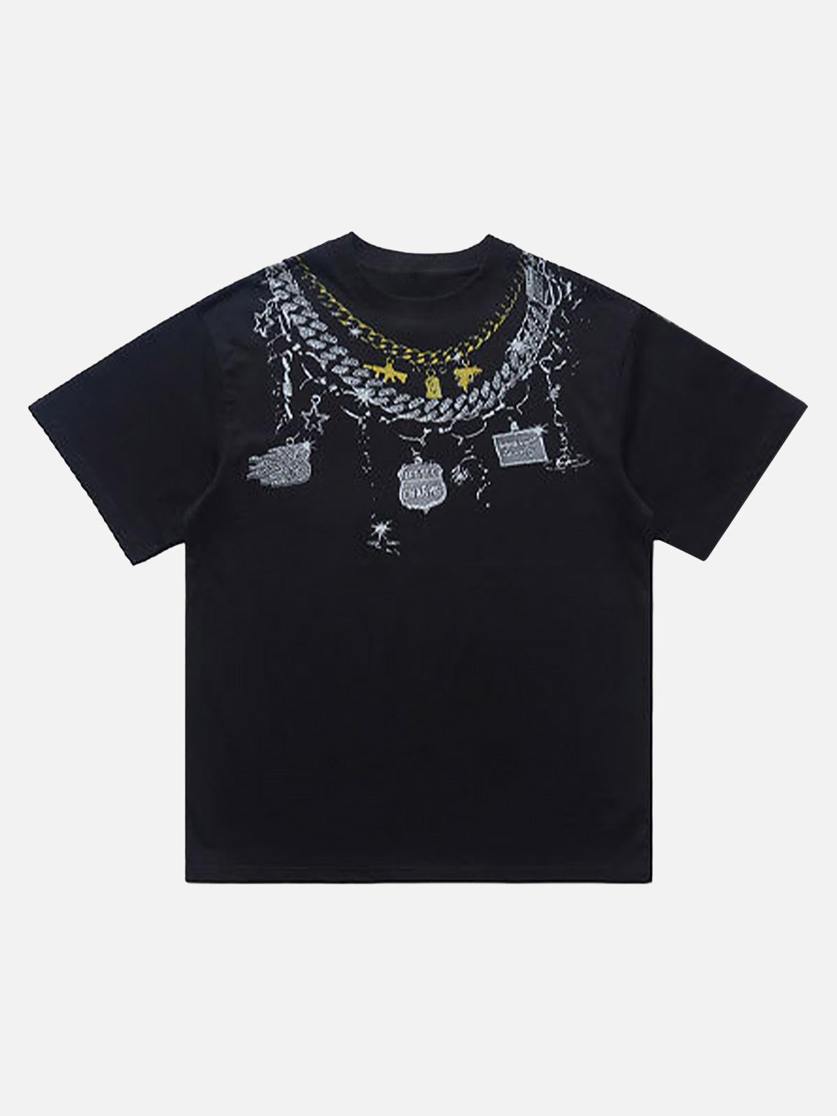 Concert Outfit Chain Print Crew Neck T-Shirt