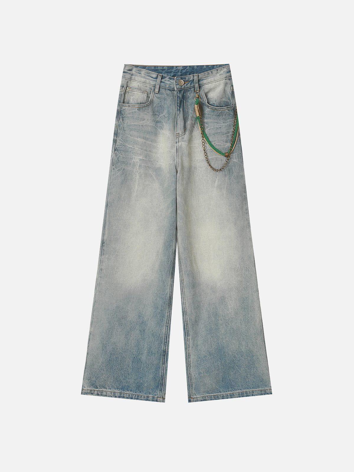 Concert Outfit Chain Washed Graphic Jeans