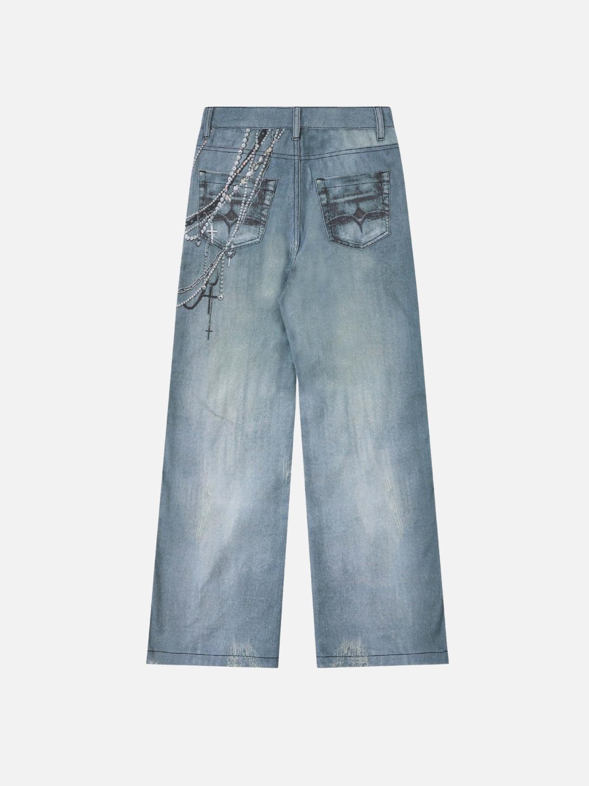 Concert Outfit Chains Print Jeans