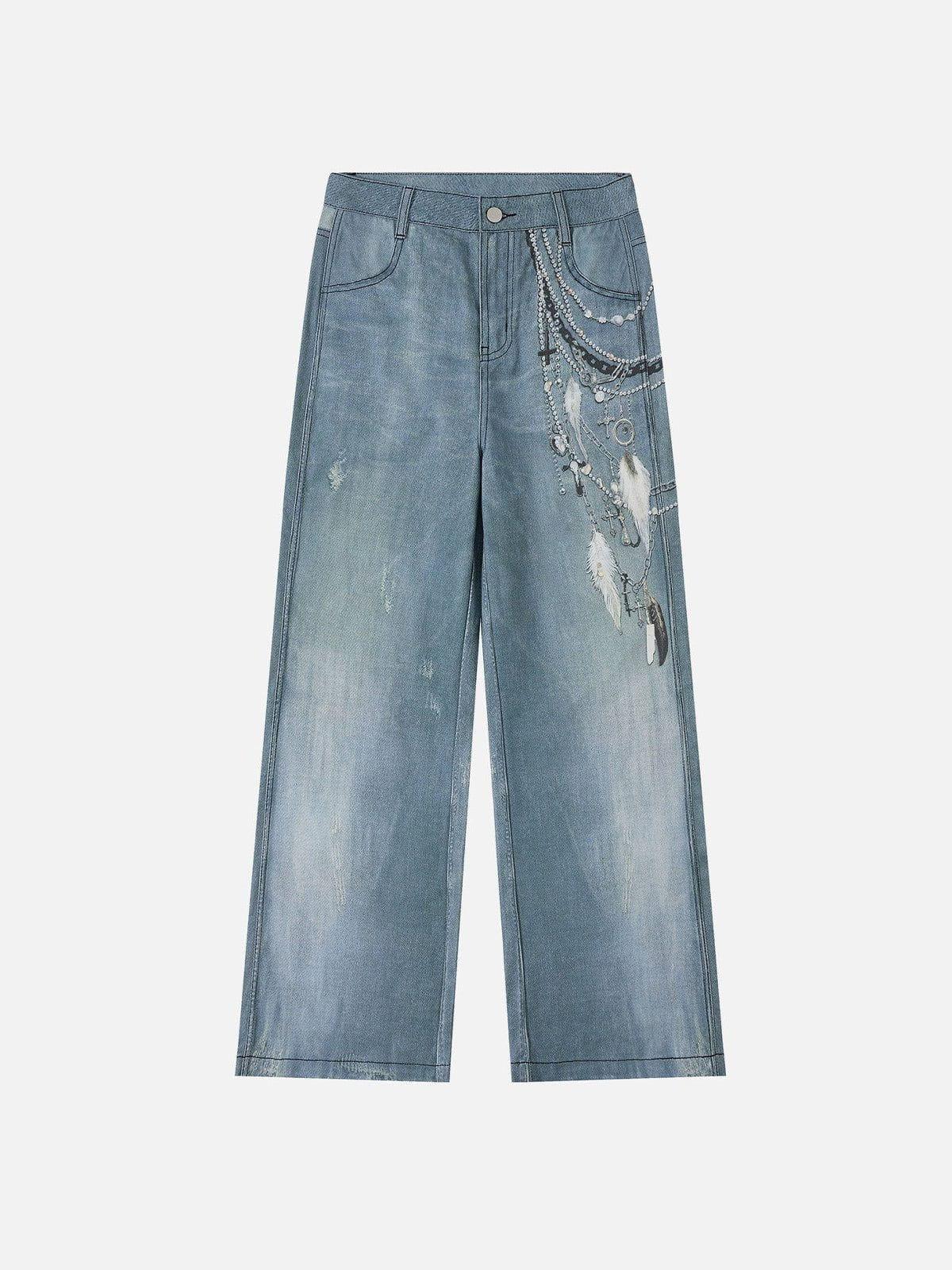 Concert Outfit Chains Print Jeans