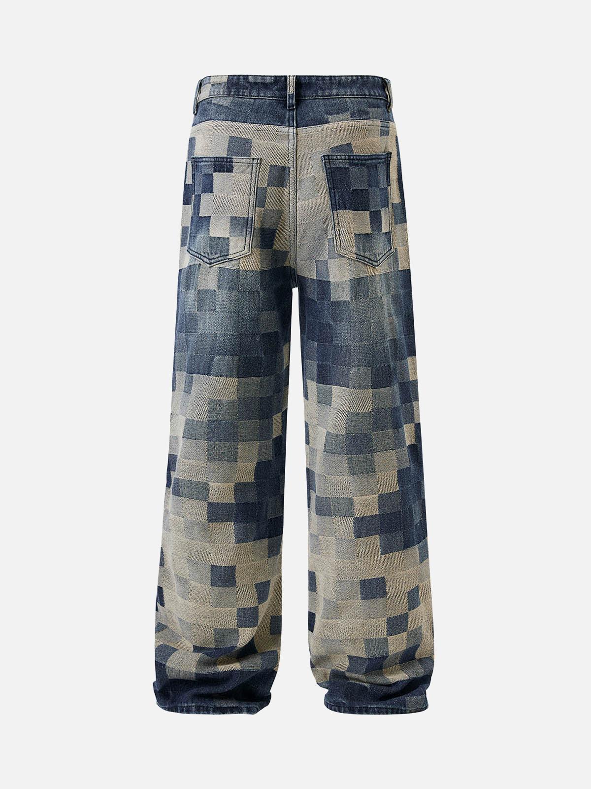 Concert Outfit Checkerboard Jacquard Wide Leg Jeans