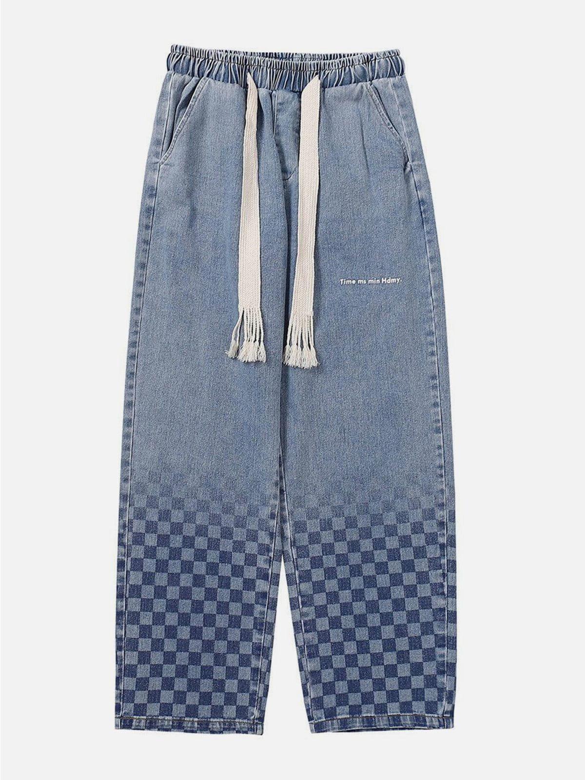Concert Outfit Checkerboard Print Jeans