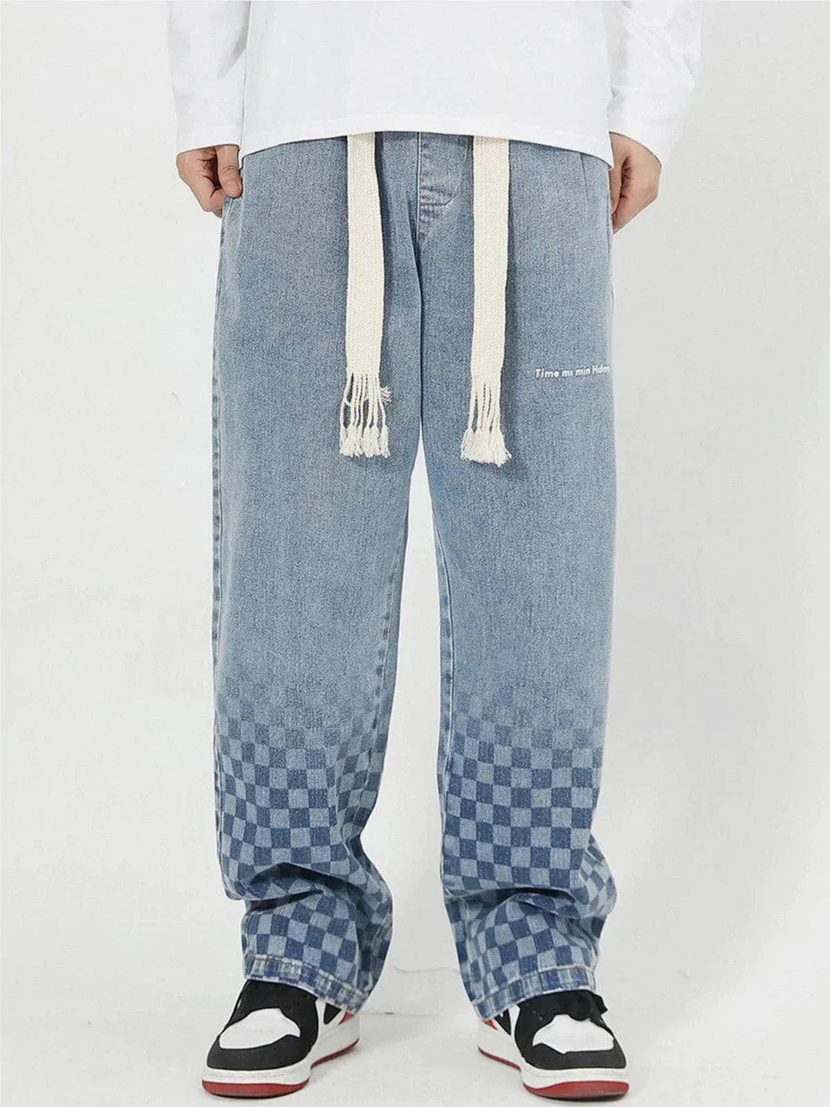 Concert Outfit Checkerboard Print Jeans