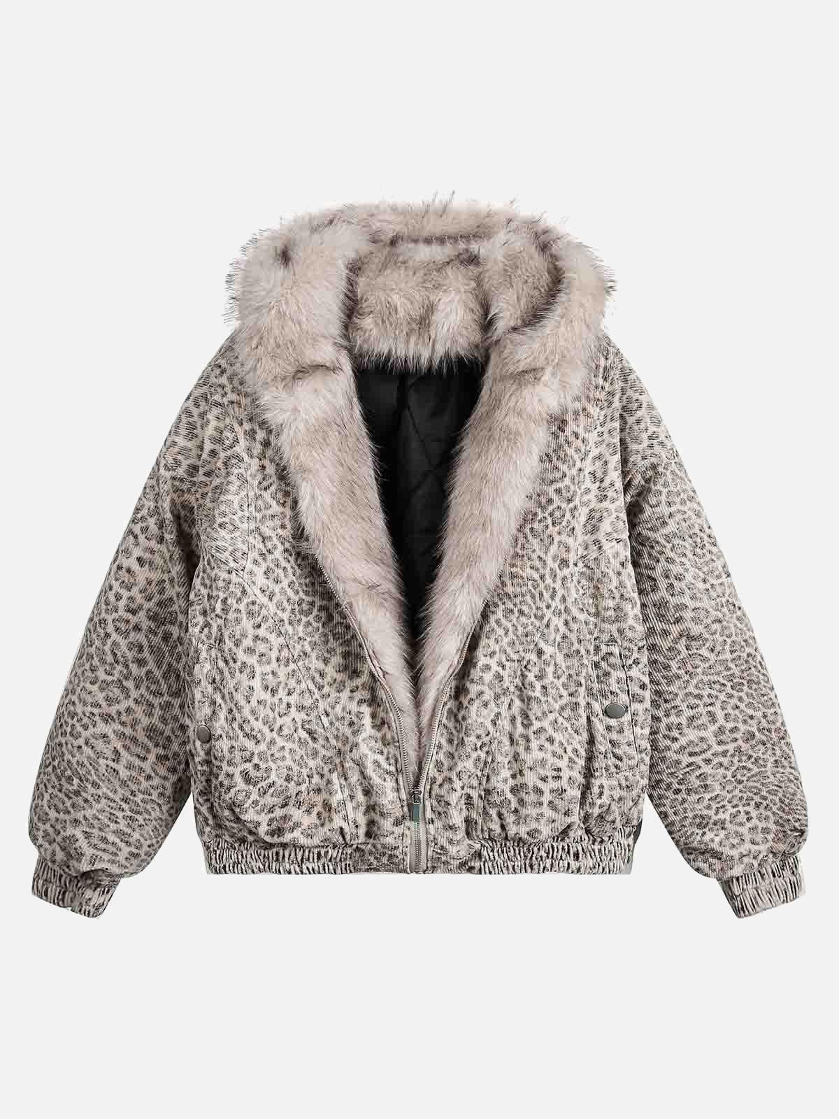 Concert Outfit Cheetah Print Mink Fur Hooded Jacket