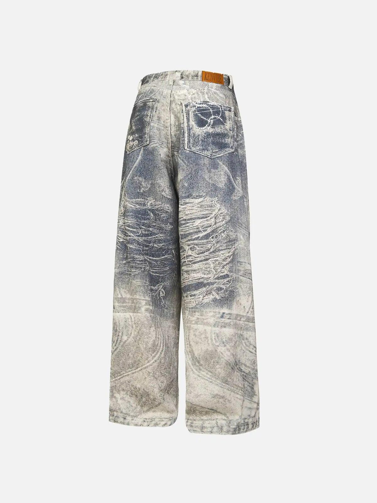 Concert Outfit Cigarette Digital Print Imitation Jeans