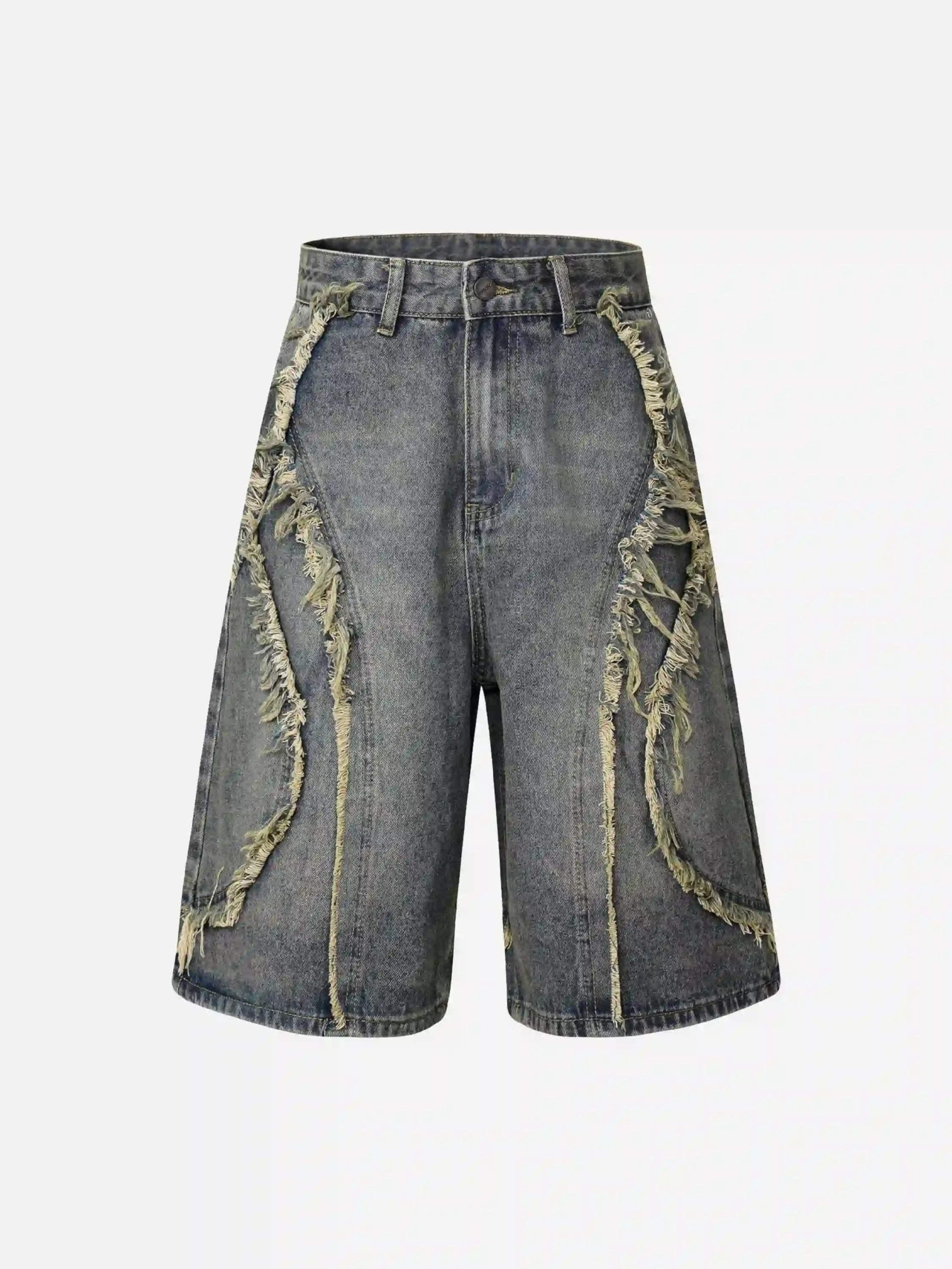 Concert Outfit Clean Fit Whisker Patchwork Cropped Denim Jorts