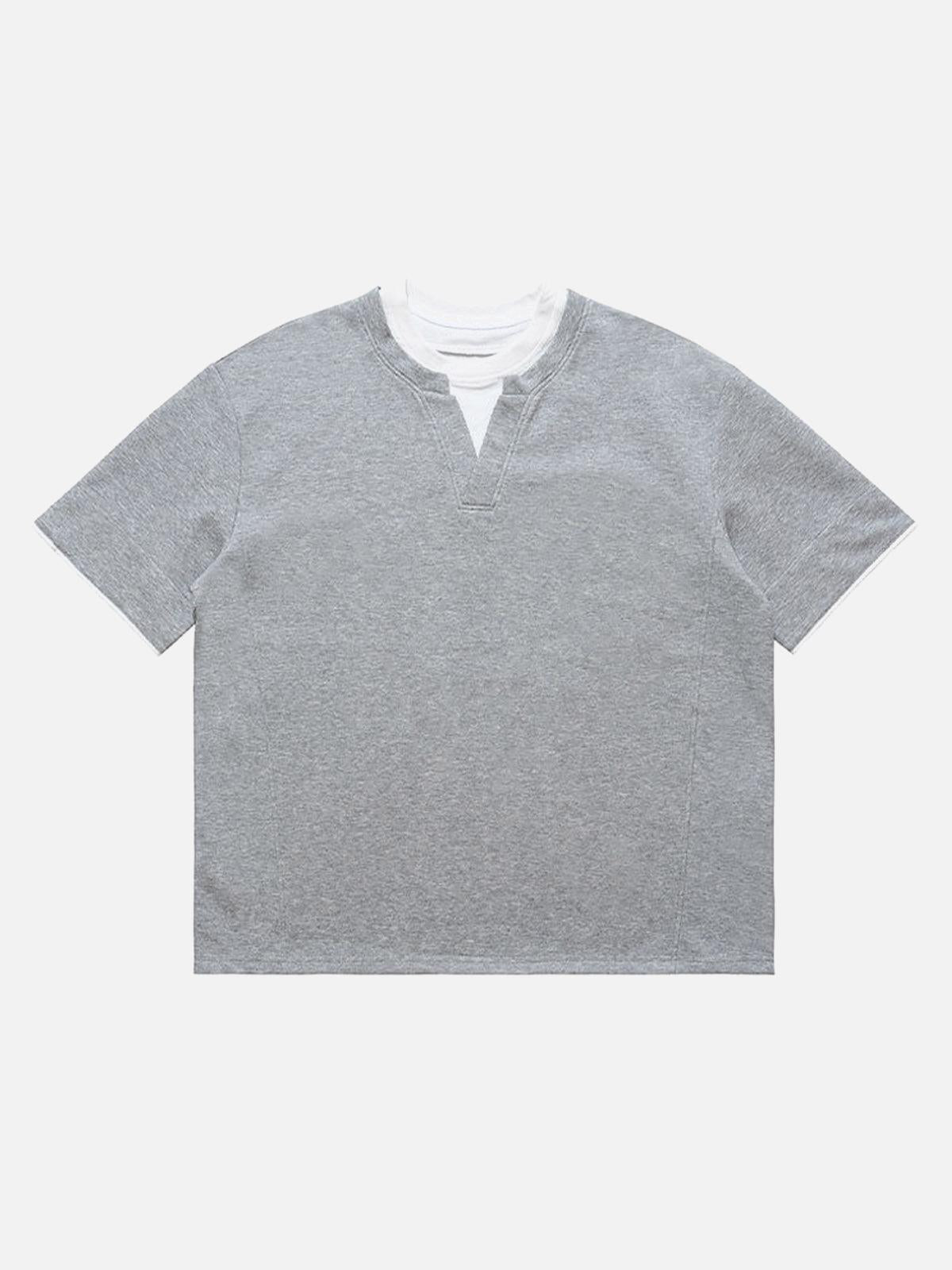 Concert Outfit Cleanfit Faux Two-Piece Oversized T-Shirt
