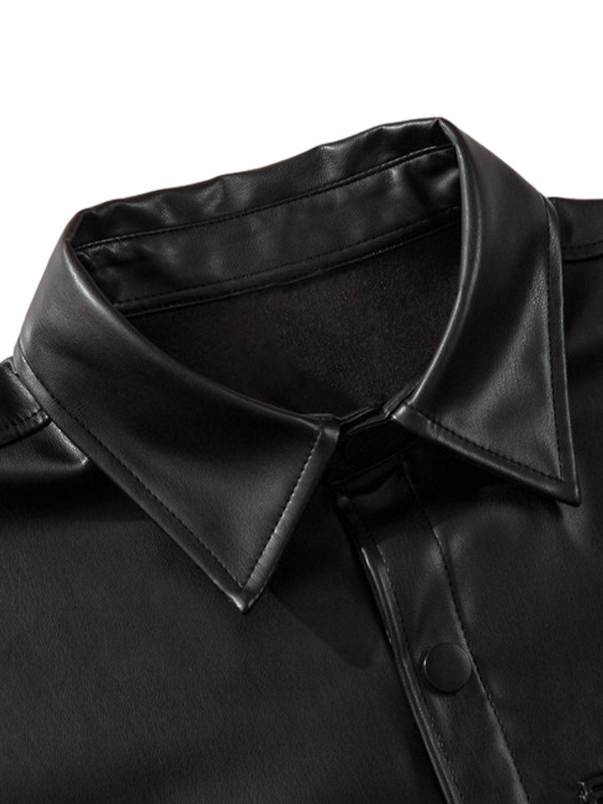 Concert Outfit Cleanfit Short-Sleeve PU Leather Shirt