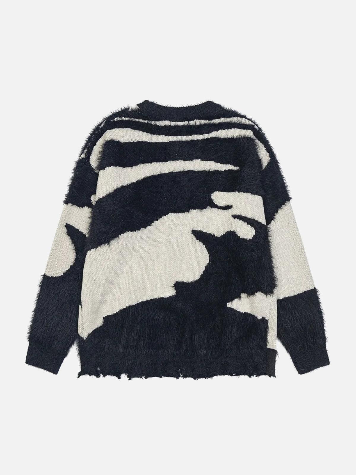 Concert Outfit Color Block Letter Jacquard Sweater