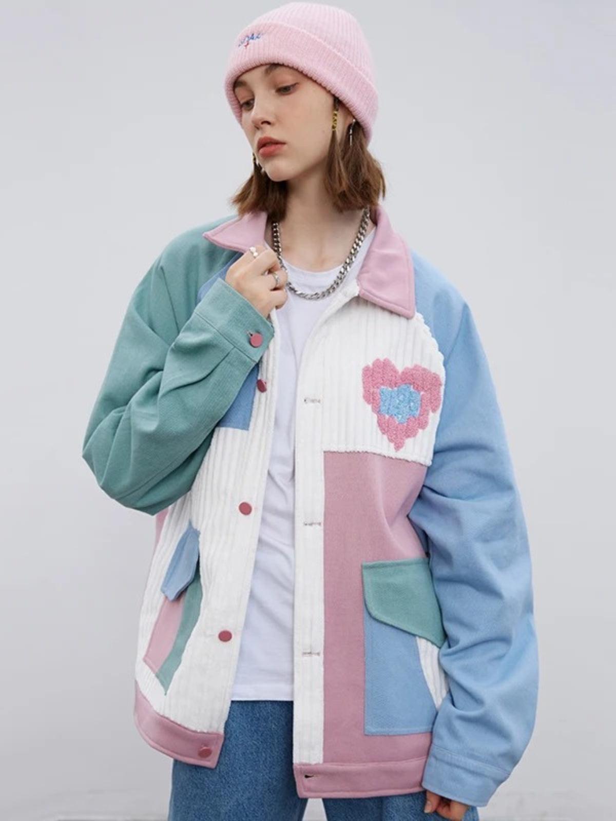Concert Outfit Color Block Patchwork Heart Jacket