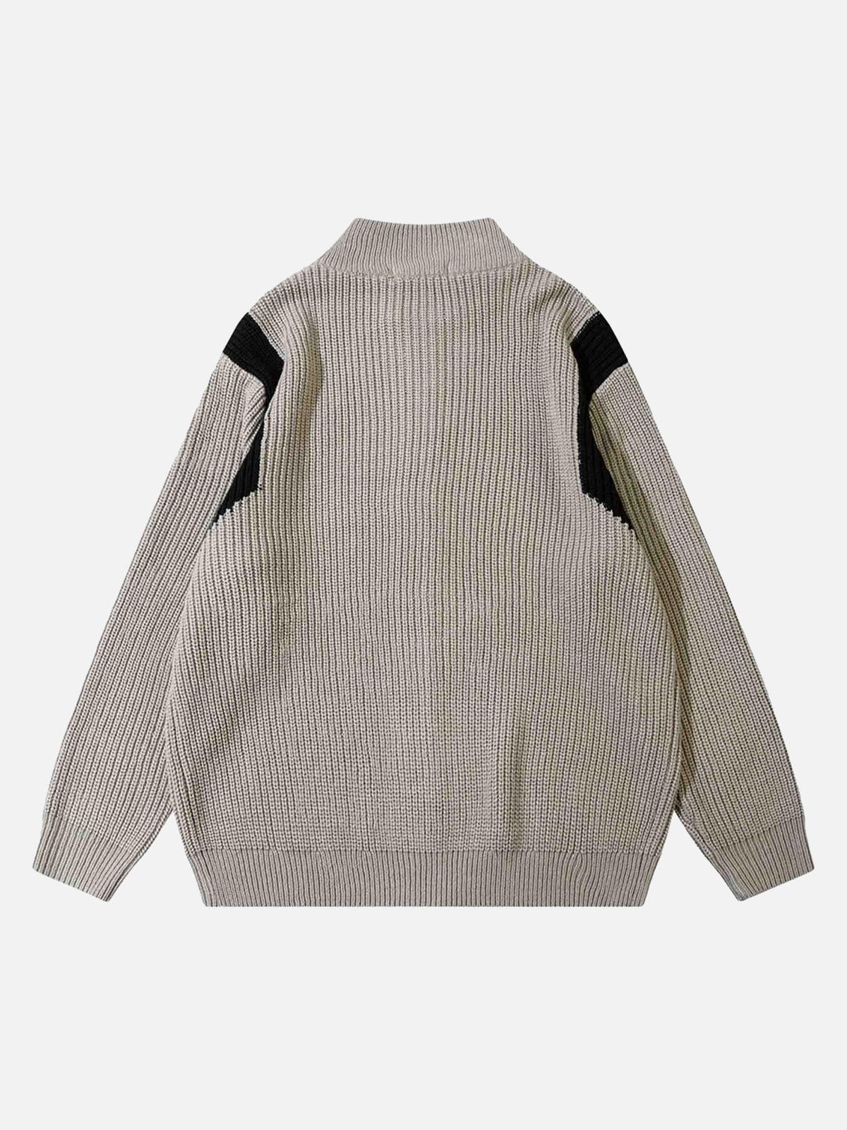 Concert Outfit Color Block Zipper Sweater Jacket