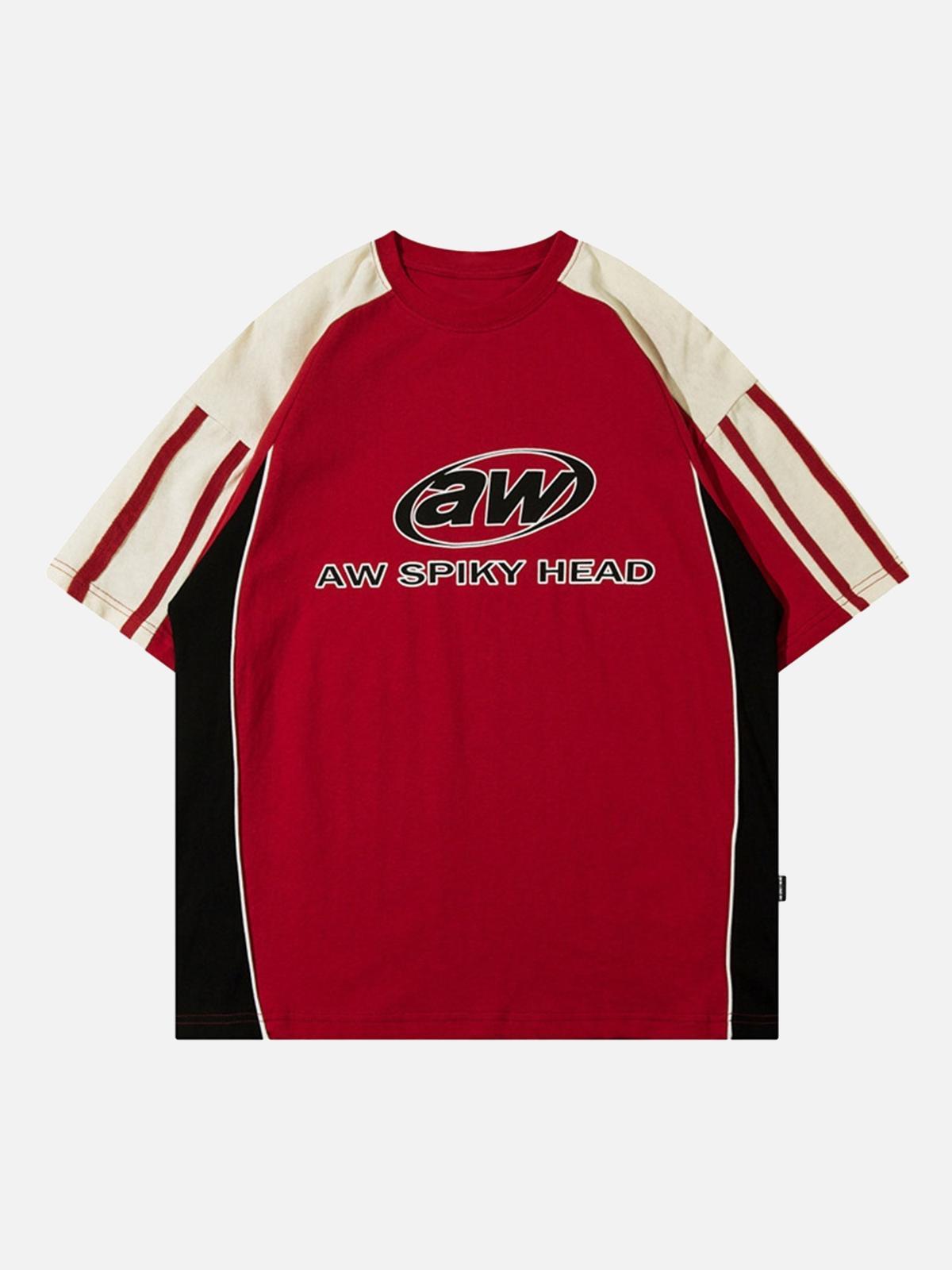 Concert Outfit Color-Blocked Strip Racing T-Shirt