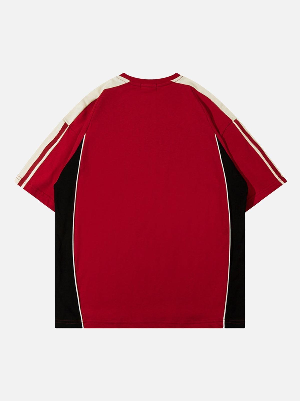 Concert Outfit Color-Blocked Strip Racing T-Shirt