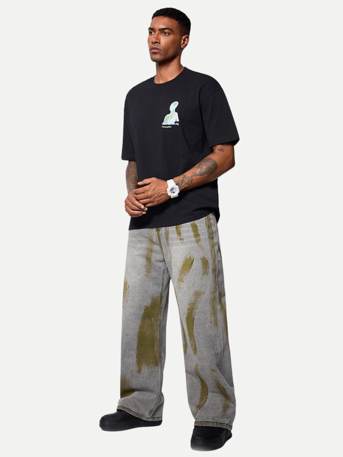 Concert Outfit Color Blocking Loose Jeans