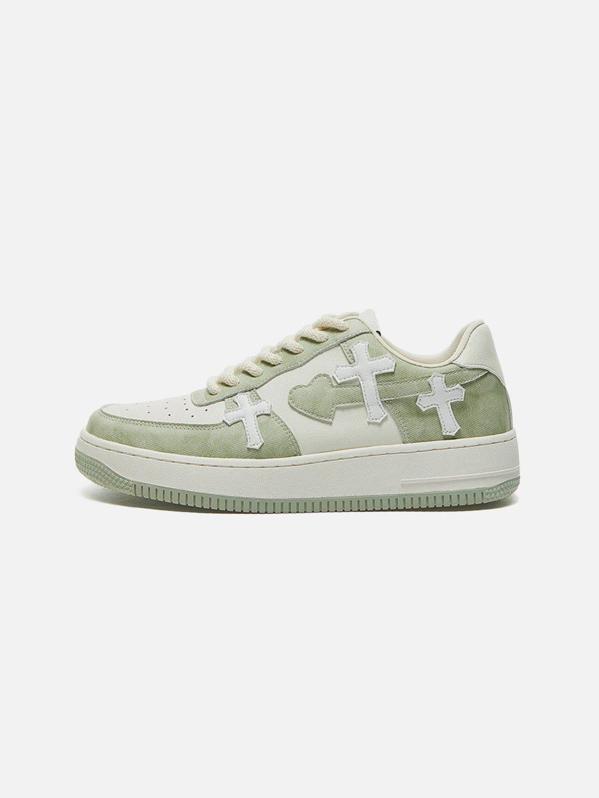 Concert Outfit Colorblock Cross Heart Casual Shoes
