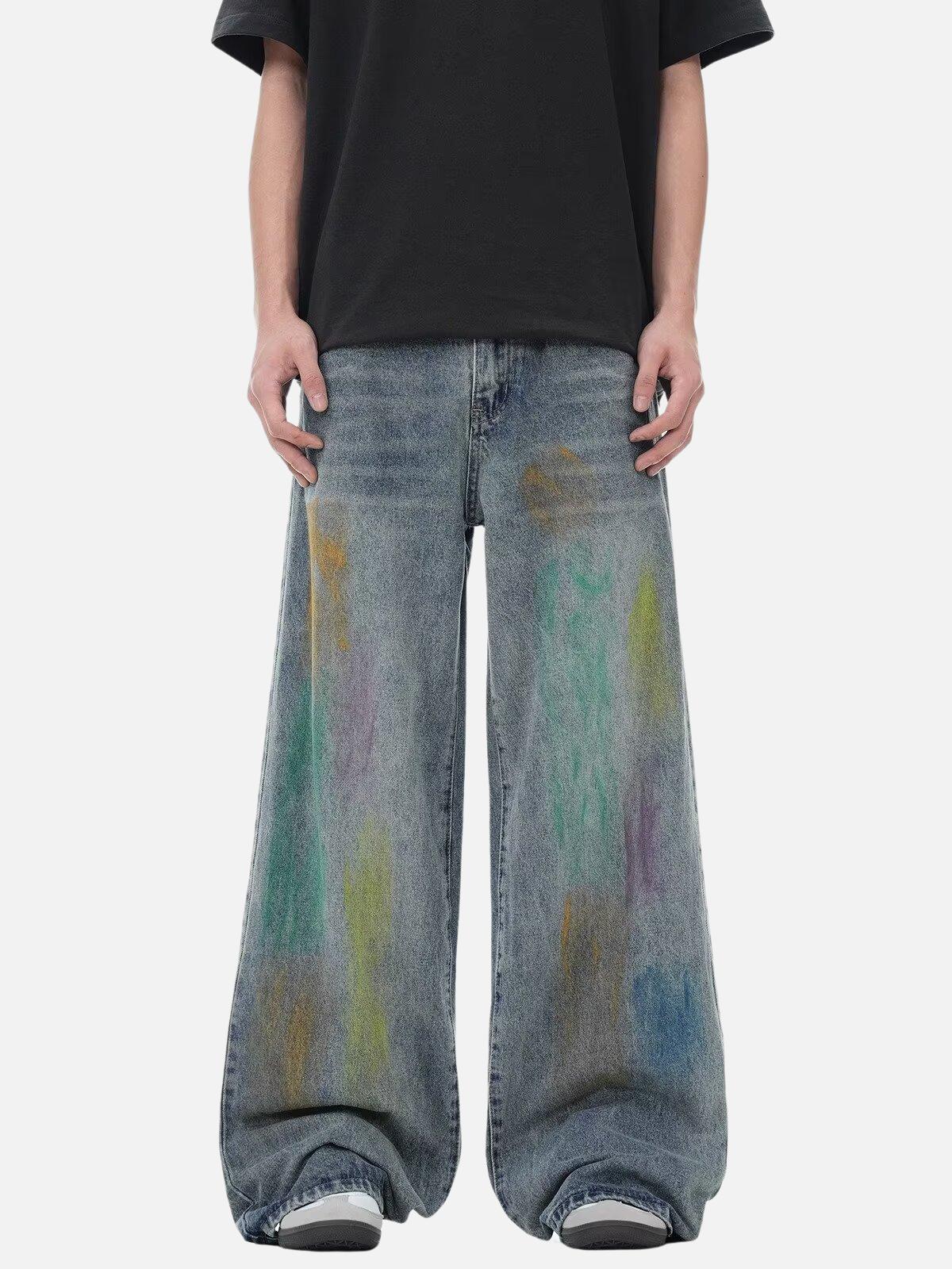 Concert Outfit Colorful Graffiti Jeans