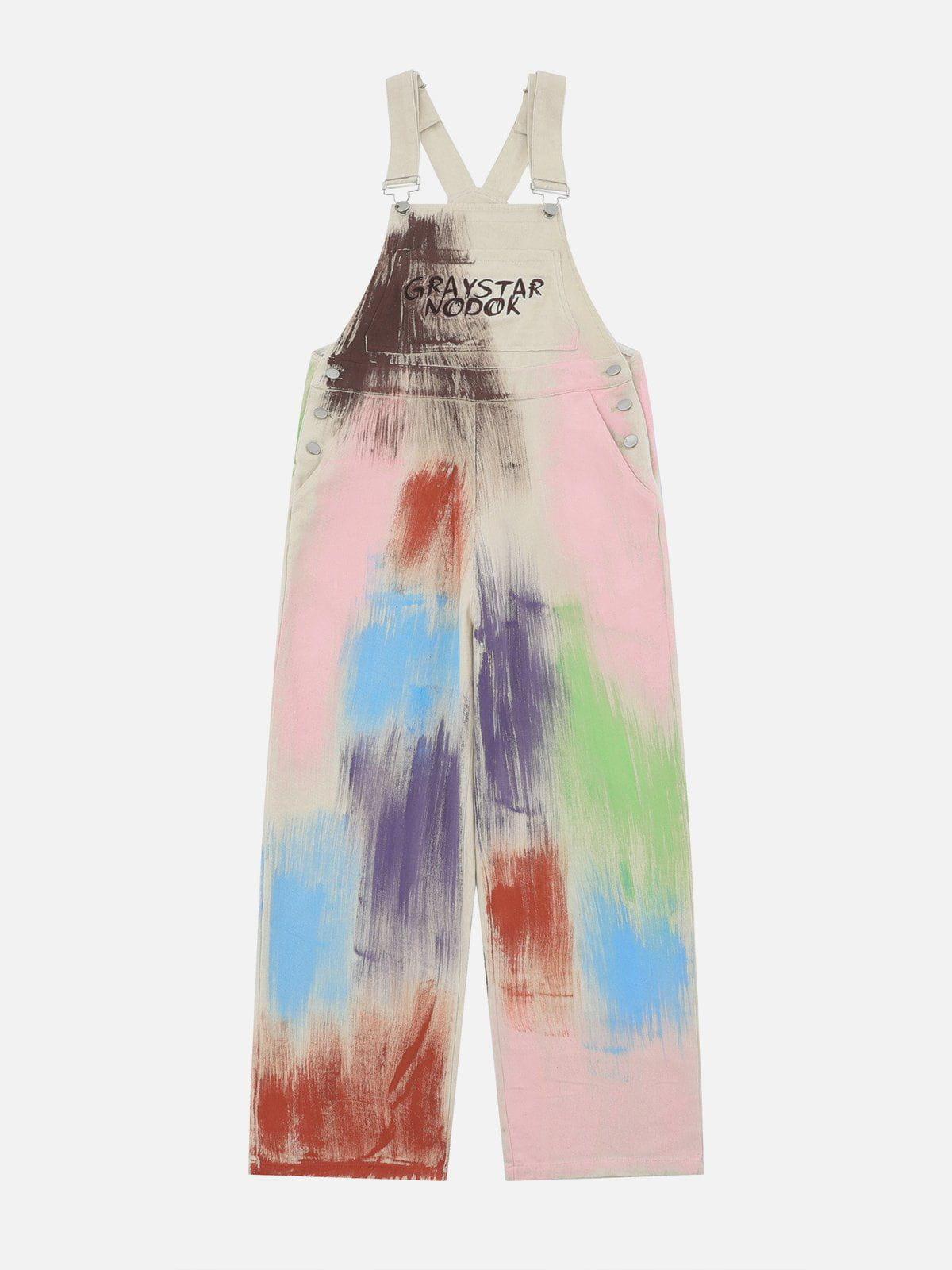 Concert Outfit Colorful Graffiti Overalls