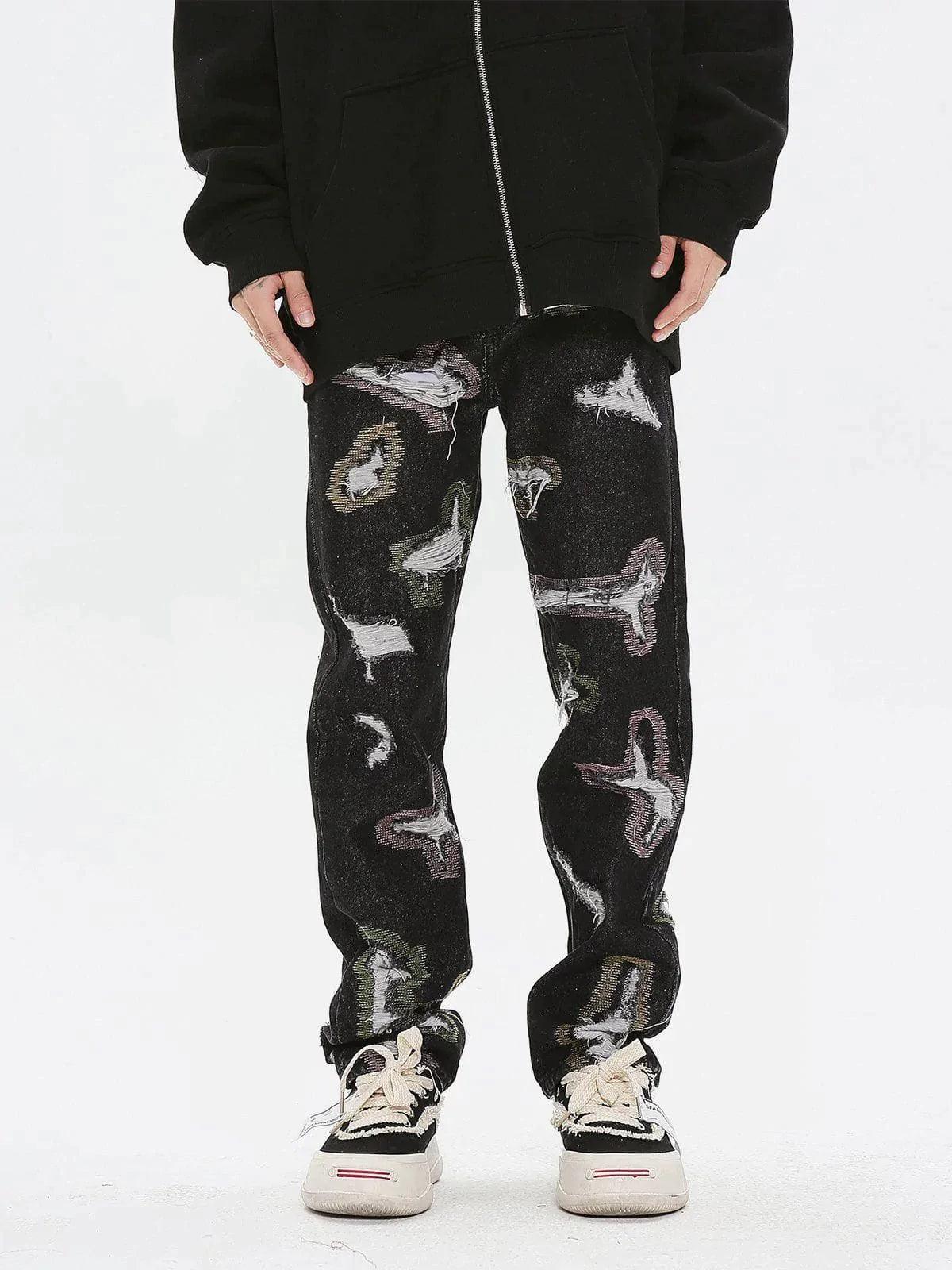Concert Outfit Colorful Hole Jeans