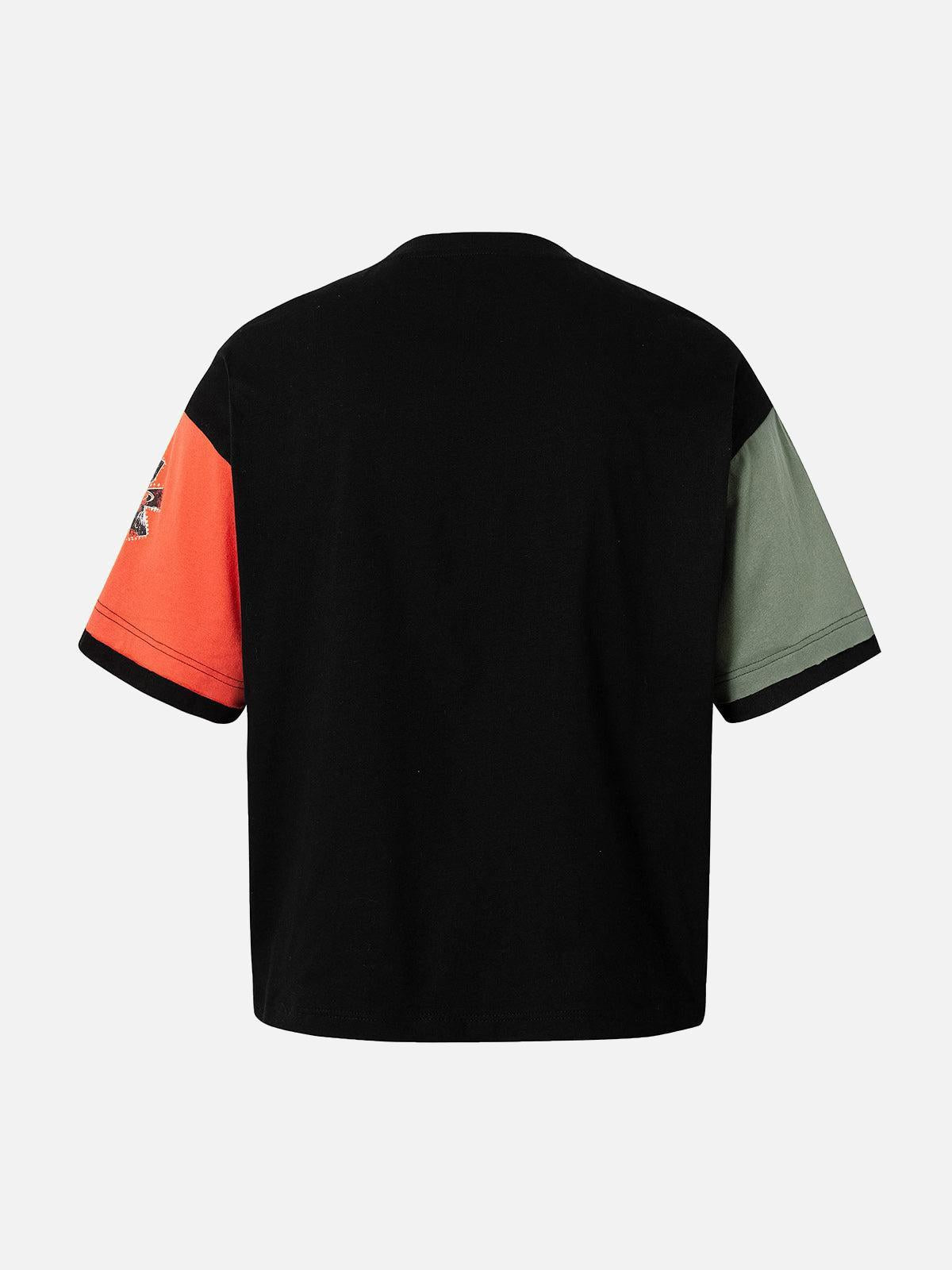 Concert Outfit Contrast Color Patchwork Print T-Shirt