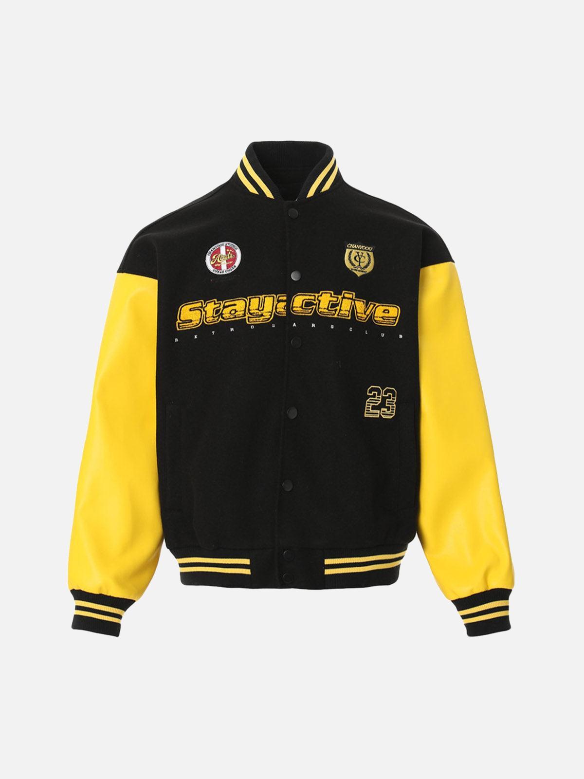 Concert Outfit Contrast Color Stitching Embroidery Bomber Jacket