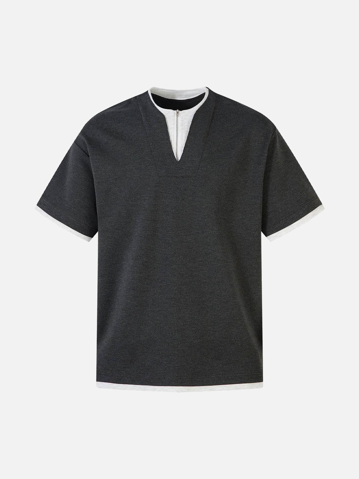 Concert Outfit Contrast Color Stitching Faux Two-Piece T-Shirt