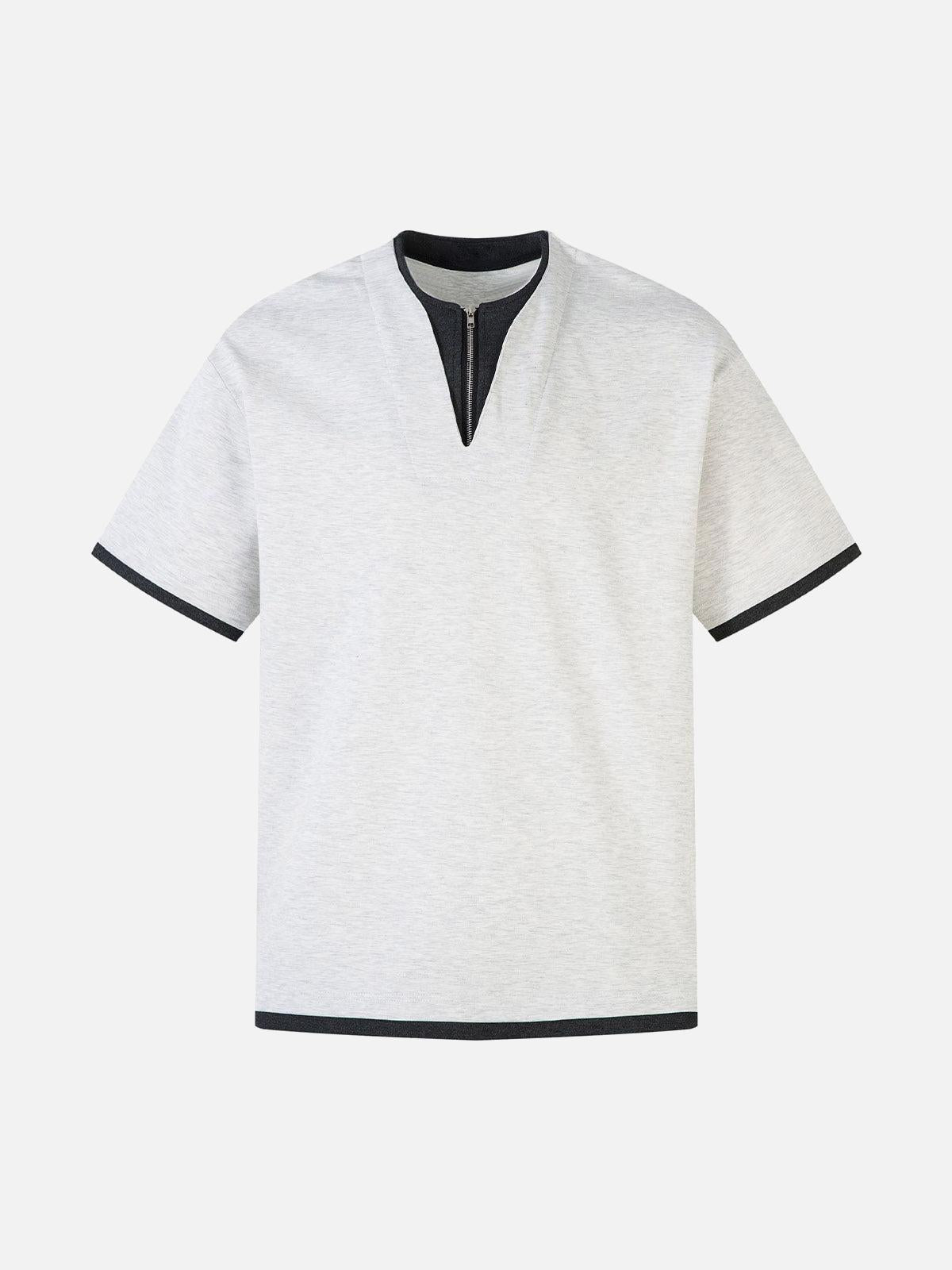 Concert Outfit Contrast Color Stitching Faux Two-Piece T-Shirt