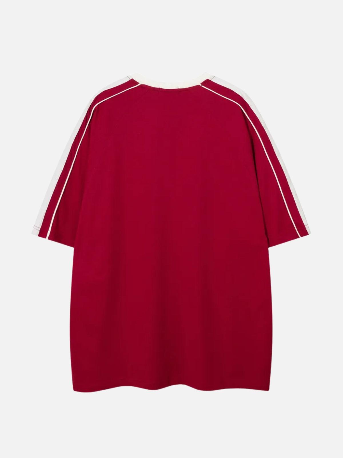 Concert Outfit Contrast Paneled Raglan Sleeve Tee