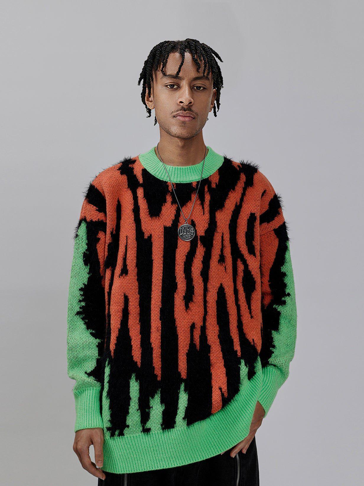 Concert Outfit Contrast Zebra Plush Print Sweater