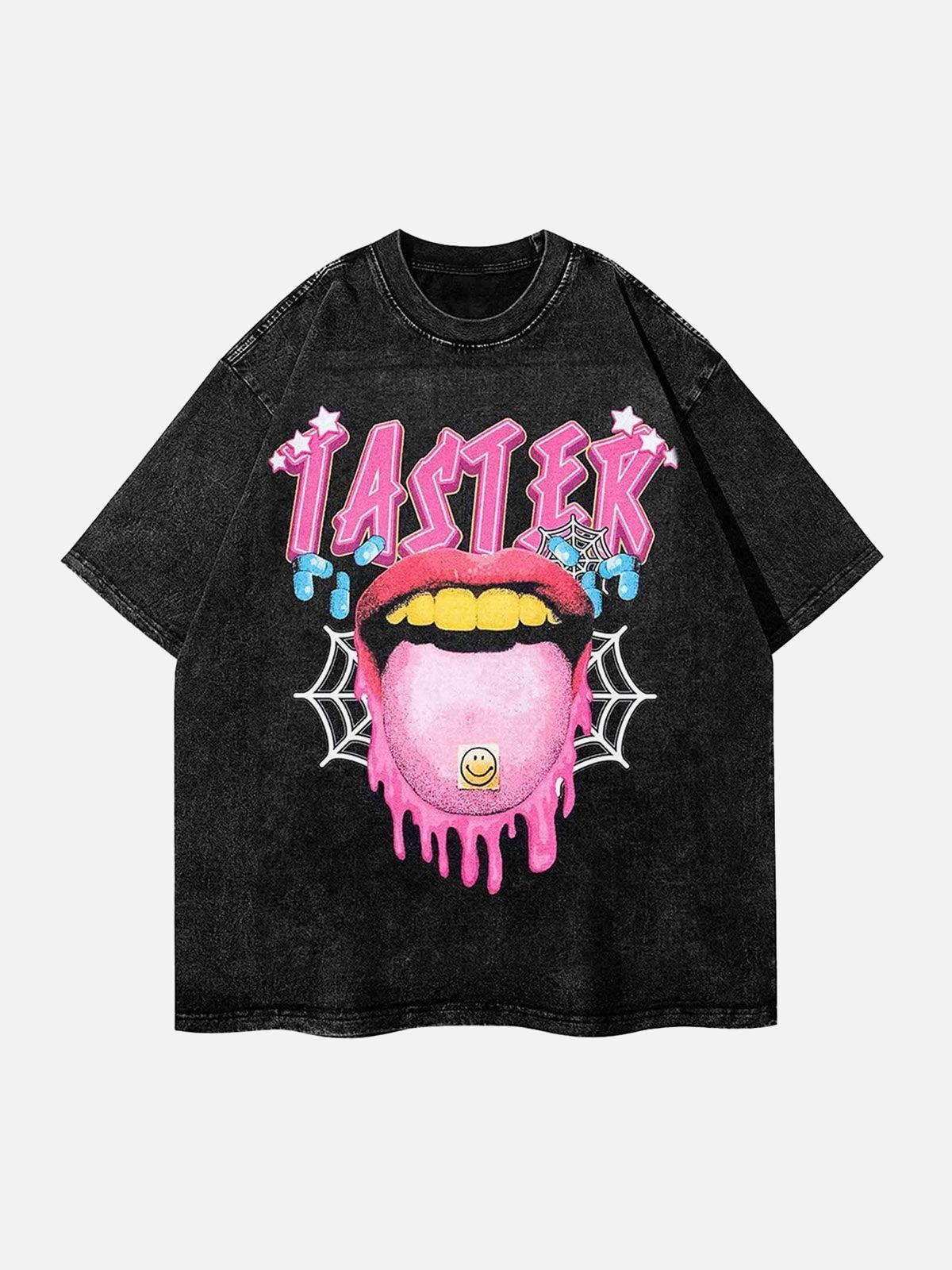 Concert Outfit Creative Fun Big Tongue Print T-Shirt