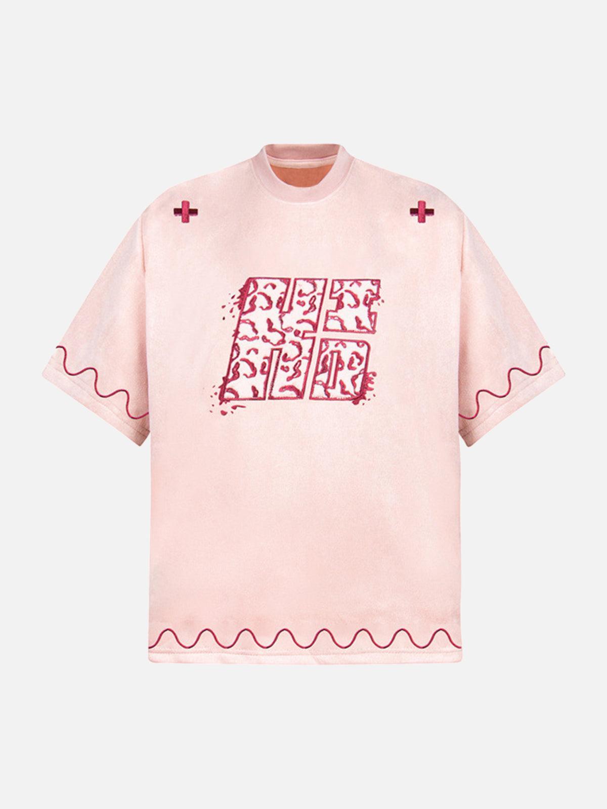 Concert Outfit Cross and Wave Print T-Shirt