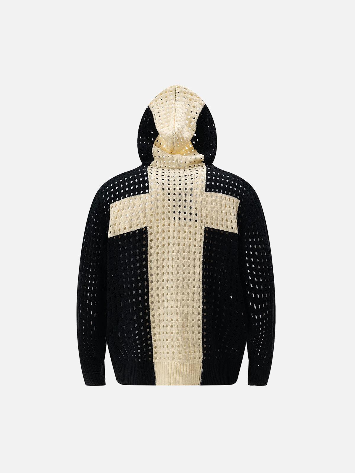 Concert Outfit Cross Jacquard Full Zipper Hooded Jacket