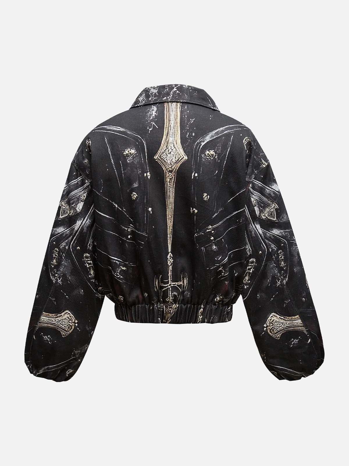 Concert Outfit Cross Printed Zip Up Quilted Bomber Jacket