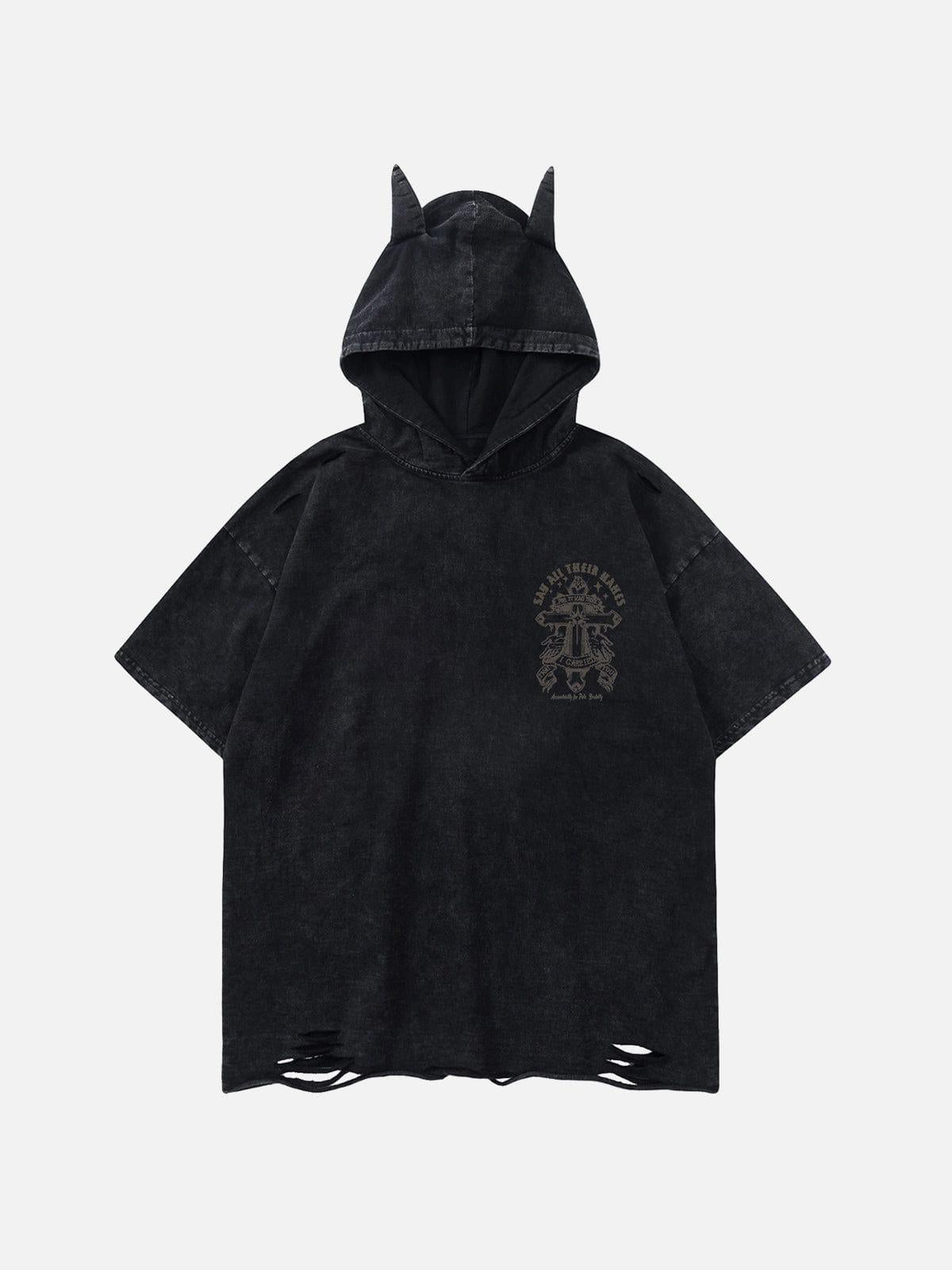 Concert Outfit Crossprint Washed Hooded Tee